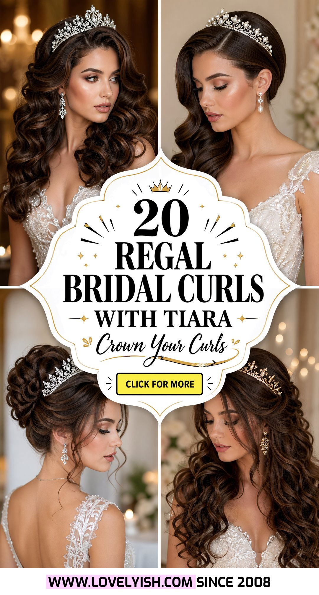 20 Regal Bridal Curls with Tiara Ideas for Your Wedding - 20 Regal Bridal Curls with Tiara Ideas for Your Wedding