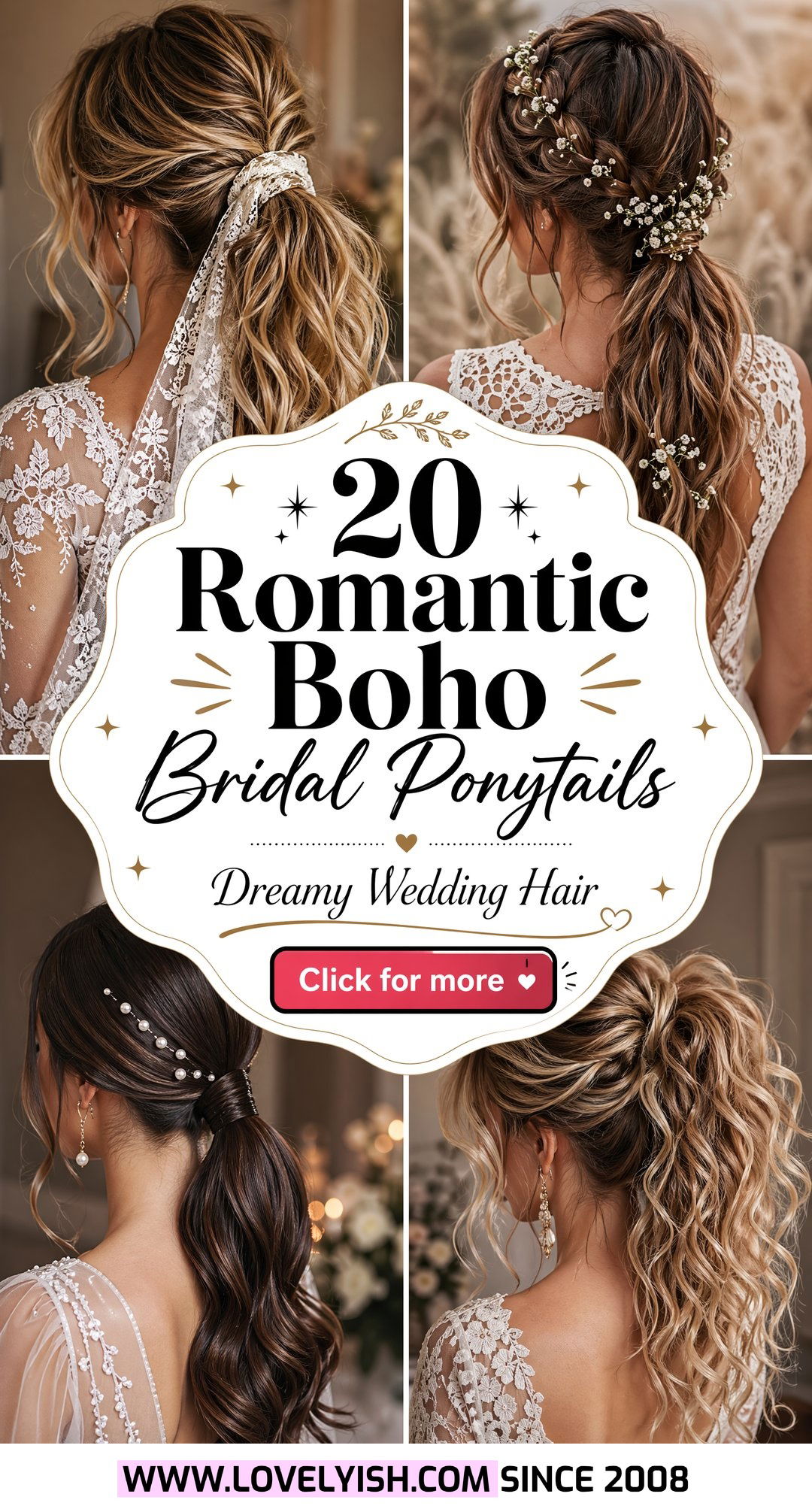 20 Romantic Boho Bridal Ponytail Ideas for Your Wedding Day - 20 Romantic Boho Bridal Ponytail Ideas for Your Wedding Day