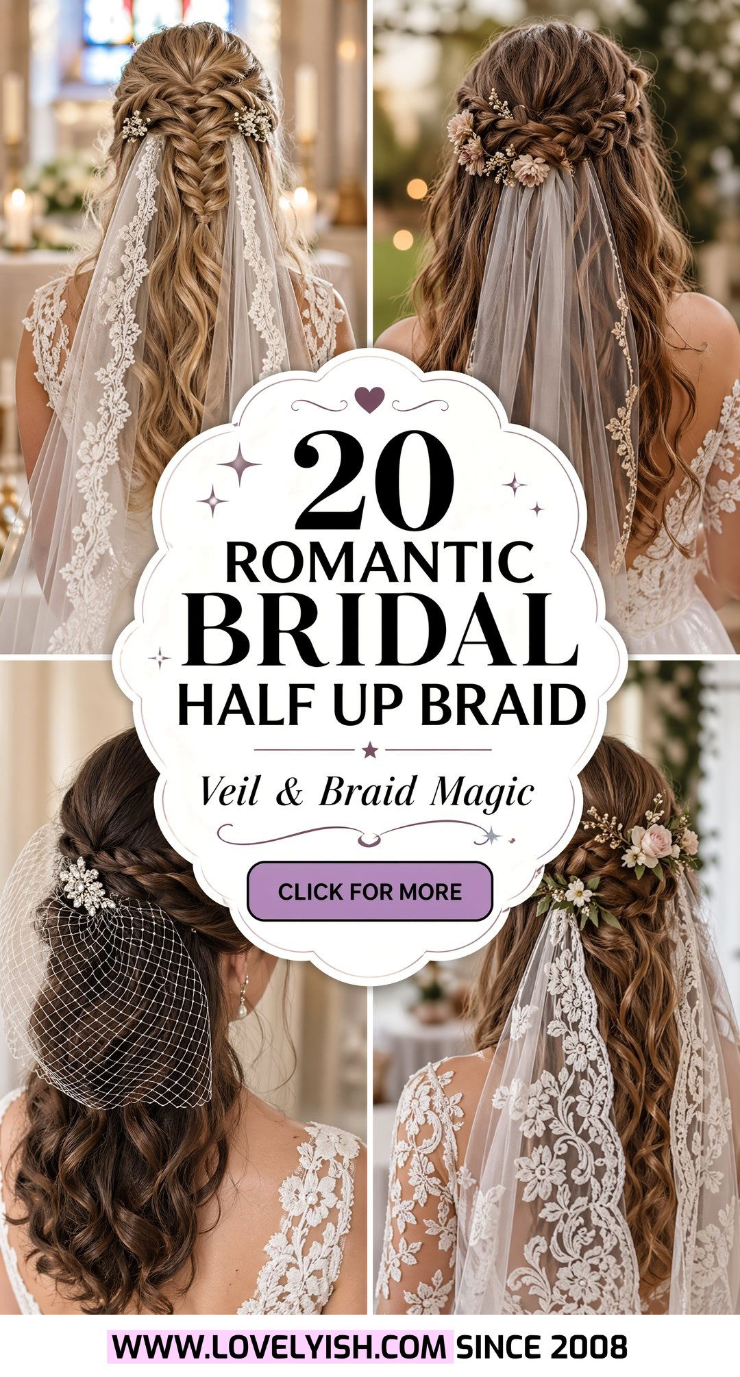 20 Romantic Bridal Half Up Braid with Veil Inspirations - 20 Romantic Bridal Half Up Braid with Veil Inspirations