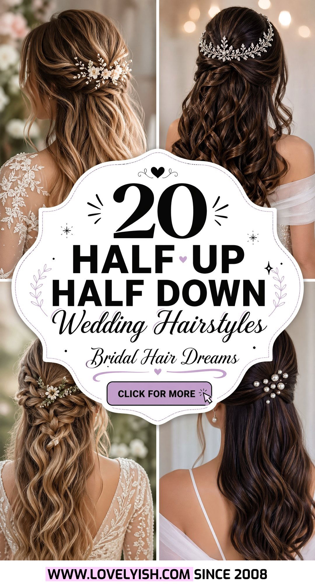 20 Romantic Half Up Half Down Wedding Hairstyles to Try - 20 Romantic Half Up Half Down Wedding Hairstyles to Try