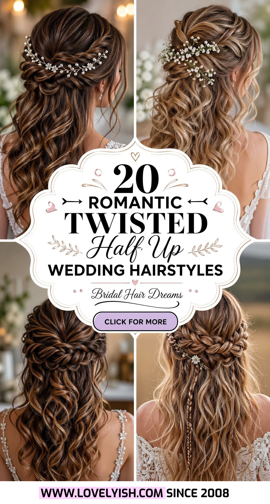 20 Romantic Twisted Half Up Wedding Hairstyle Ideas for Brides - 20 Romantic Twisted Half Up Wedding Hairstyle Ideas for Brides