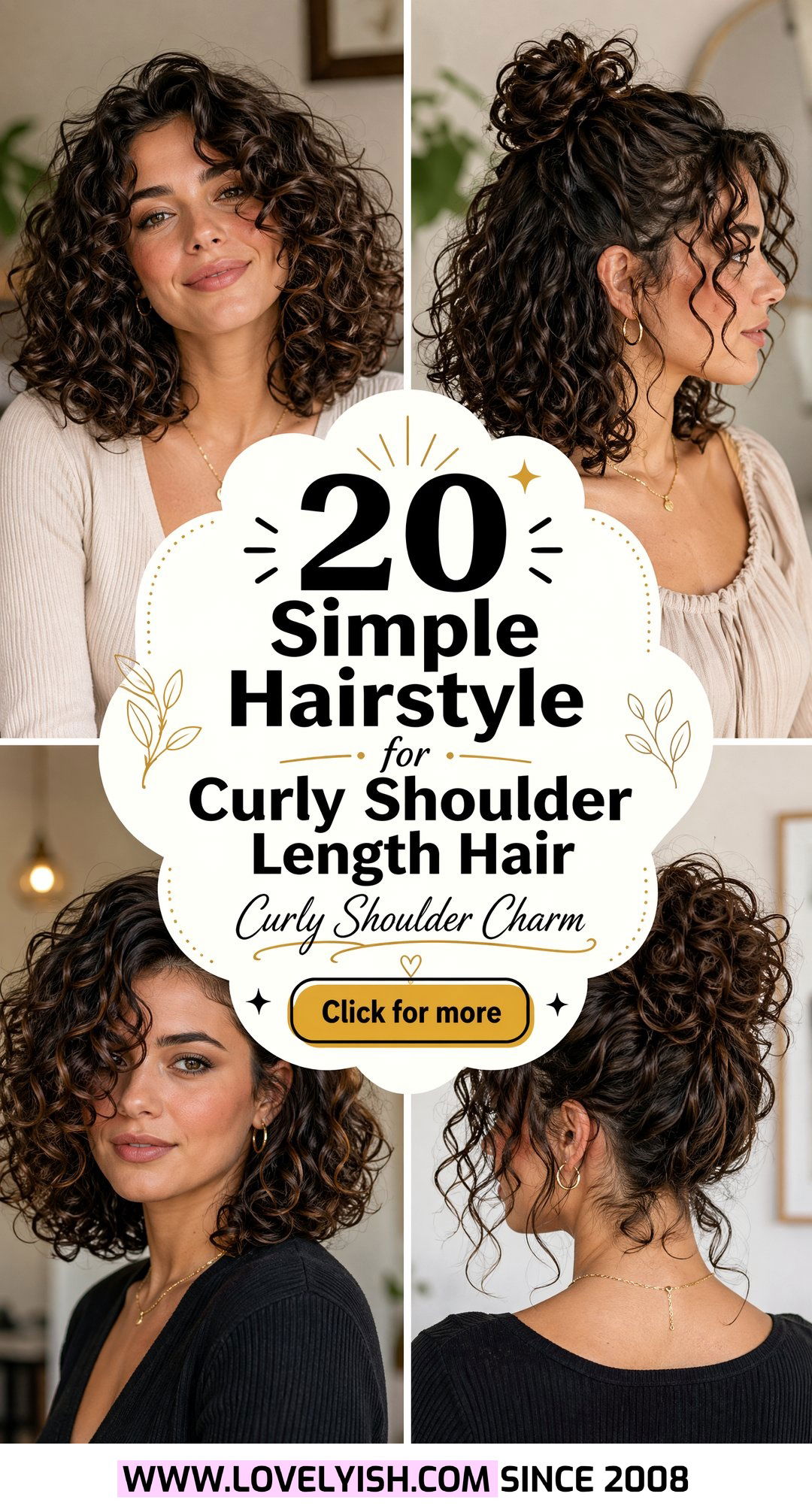 20 Simple Hairstyle for Curly Shoulder Length Hair Looks - 20 Simple Hairstyle for Curly Shoulder Length Hair Looks