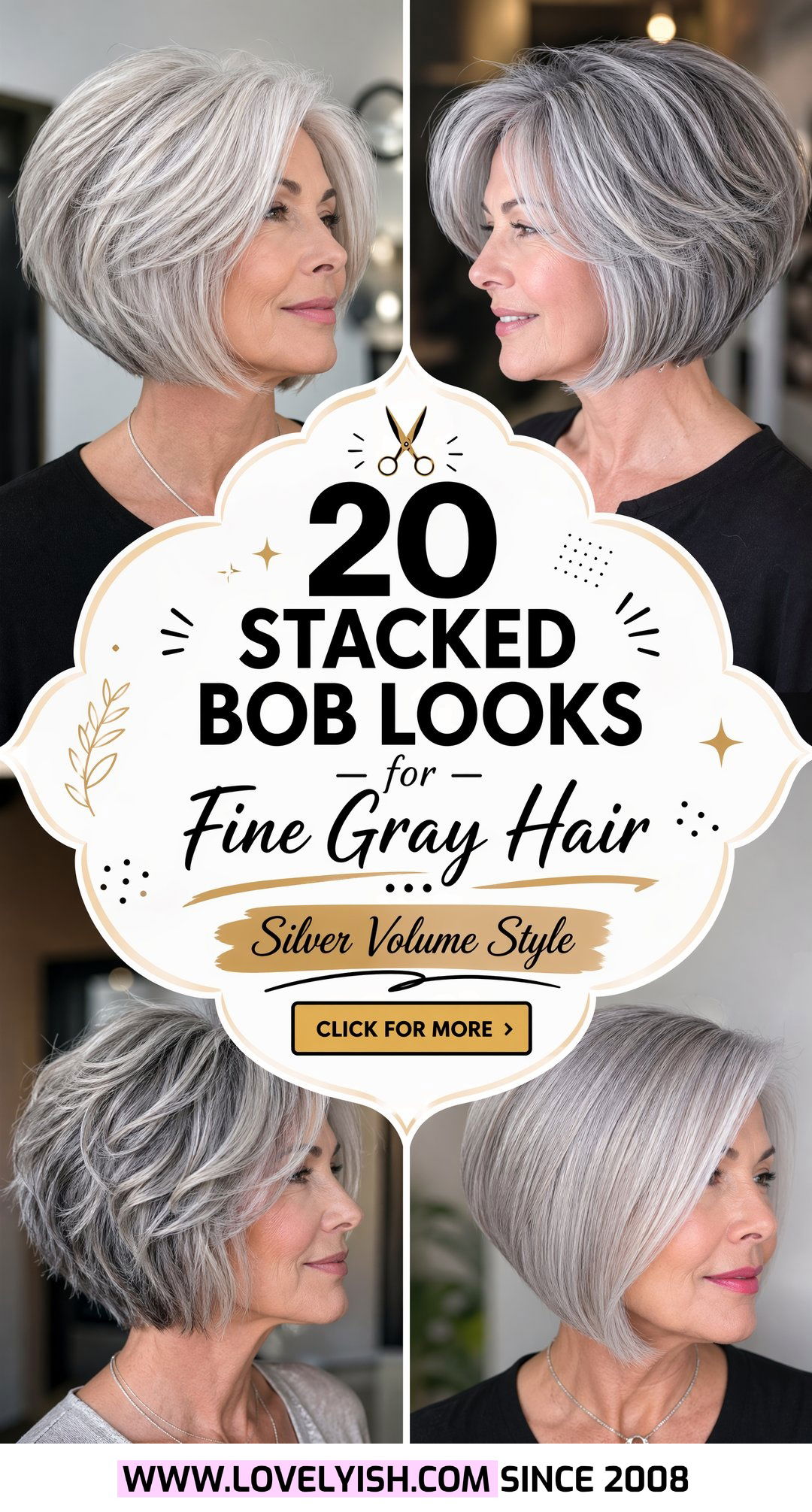 20 Stacked Bob Looks for Fine Gray Hair Volume and Style - 20 Stacked Bob Looks for Fine Gray Hair: Volume & Style