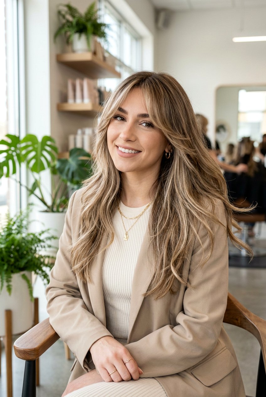 20 Step Haircut With Curtain Bangs And Balayage - 20 step haircut with curtain bangs - 20 step haircut with curtain bangs