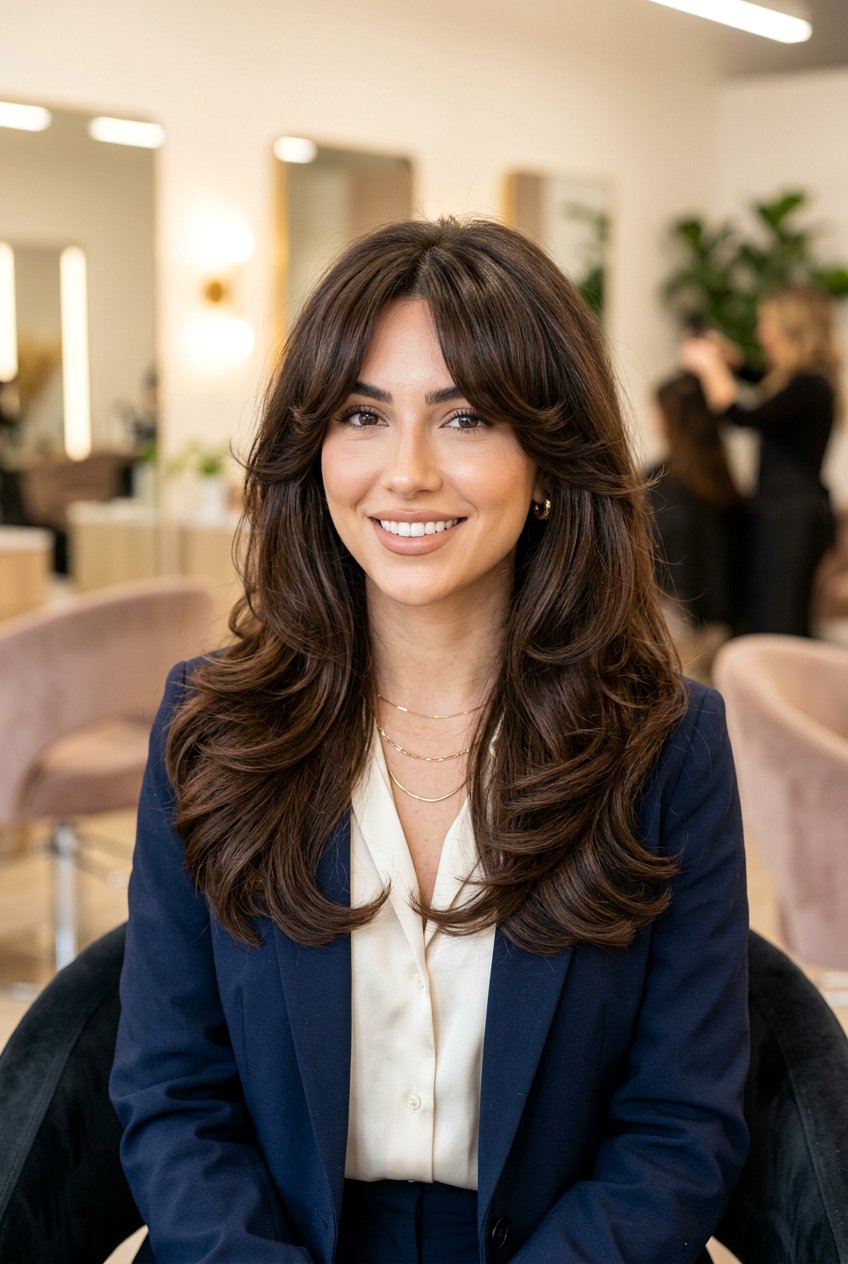 20 Step Haircut With Curtain Bangs And Blowout Finish - 20 step haircut with curtain bangs - 20 step haircut with curtain bangs