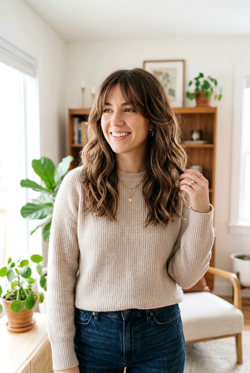 20 Step Haircut With Curtain Bangs And Natural Air Dry - 20 step haircut with curtain bangs - 20 step haircut with curtain bangs