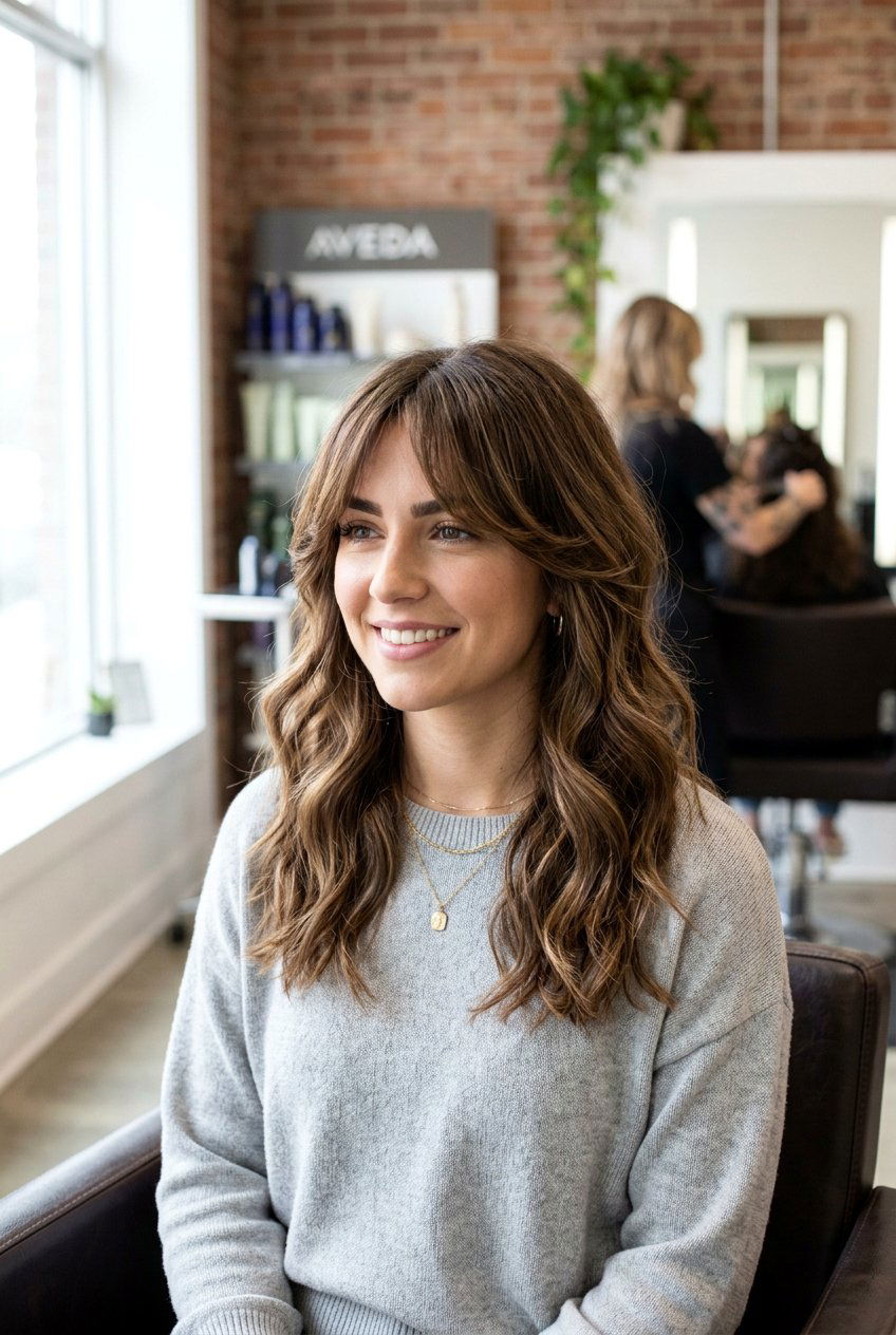 20 Step Haircut With Curtain Bangs And Soft Waves - 20 step haircut with curtain bangs - 20 step haircut with curtain bangs