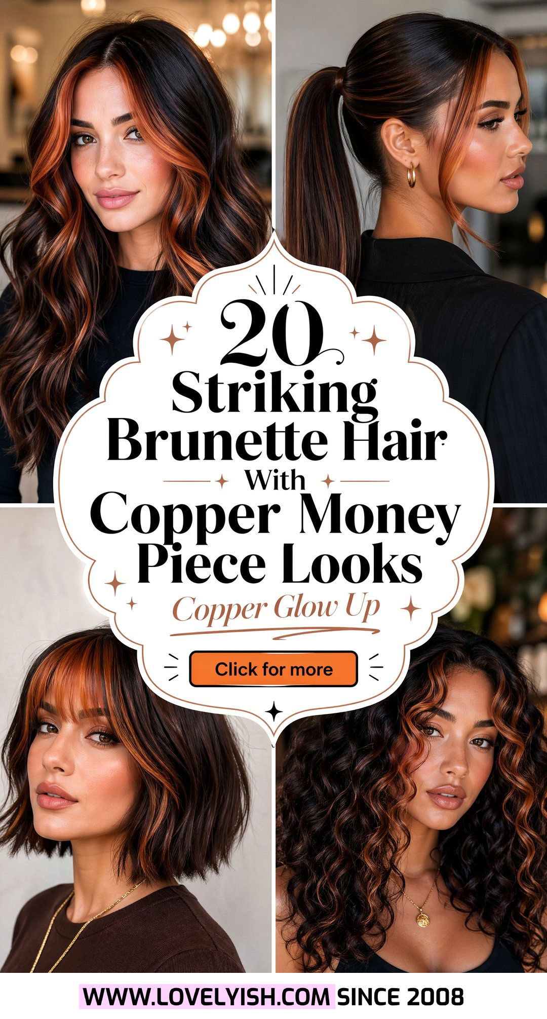 20 Striking Brunette Hair With Copper Money Piece Looks - 20 Striking Brunette Hair With Copper Money Piece Looks