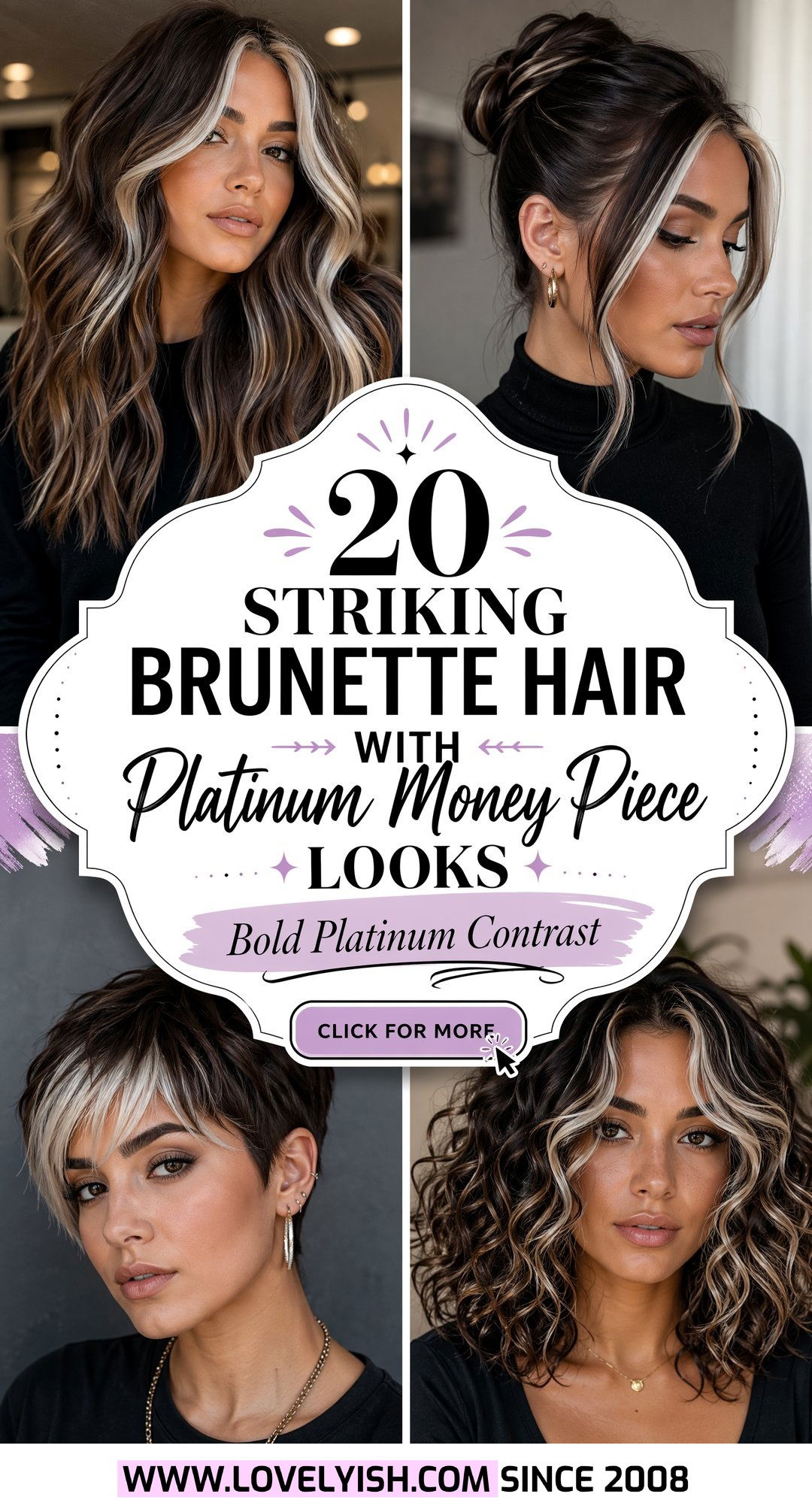 20 Striking Brunette Hair With Platinum Money Piece Looks - 20 Striking Brunette Hair With Platinum Money Piece Looks