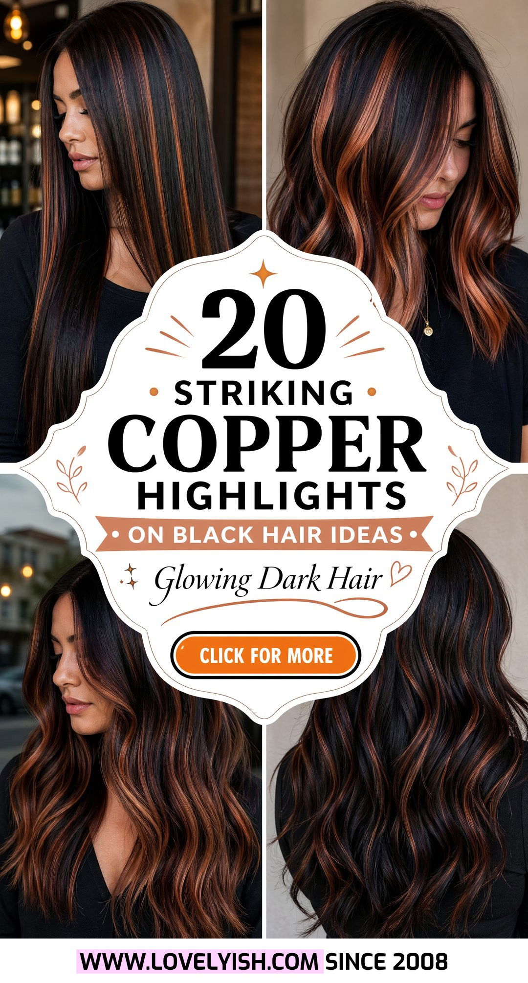 20 Striking Copper Highlights On Black Hair Looks To Try - 20 Striking Copper Highlights On Black Hair Looks To Try