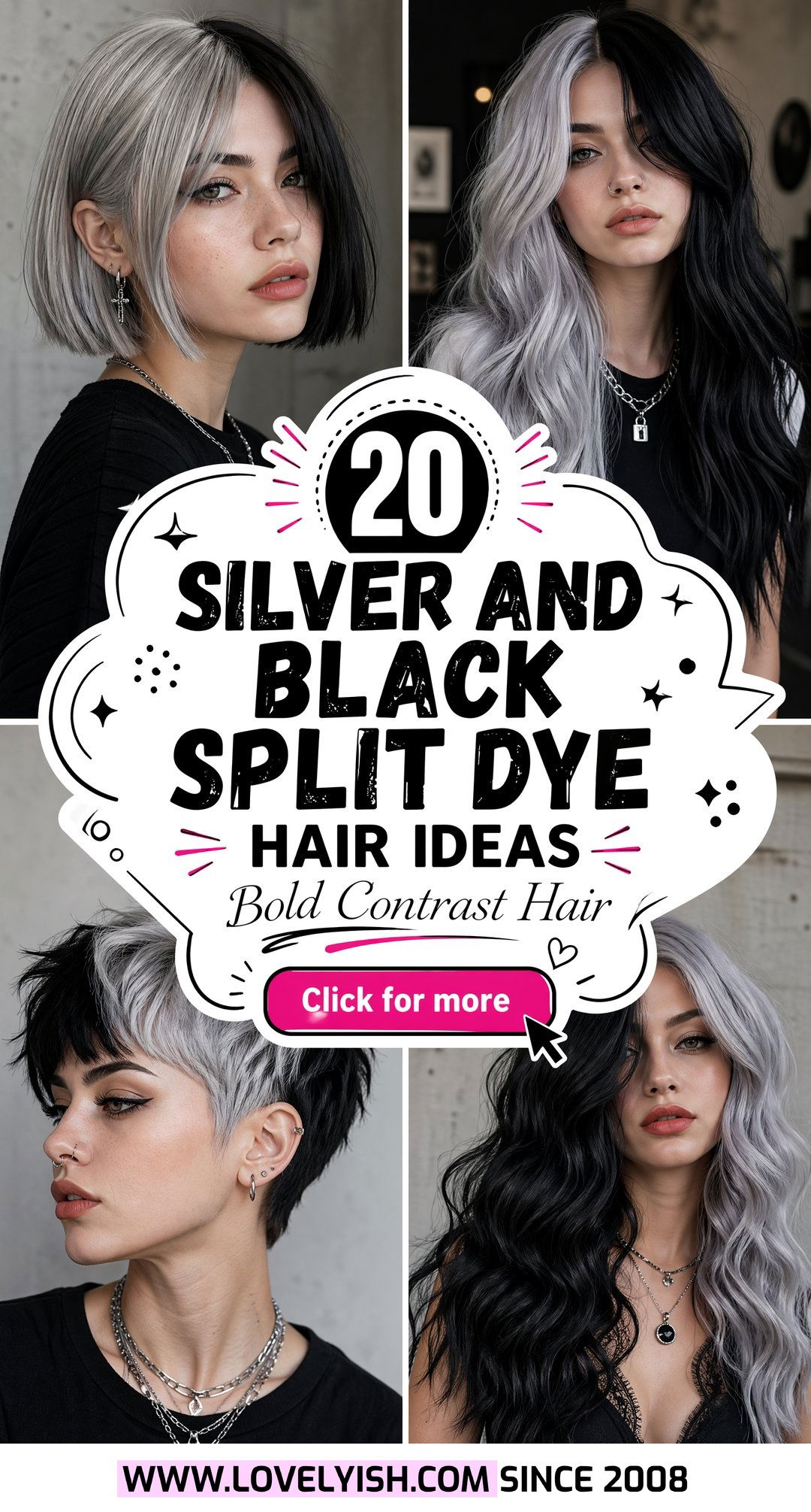 20 Striking Silver and Black Split Dye Hair Ideas to Try - 20 Striking Silver and Black Split Dye Hair Ideas to Try