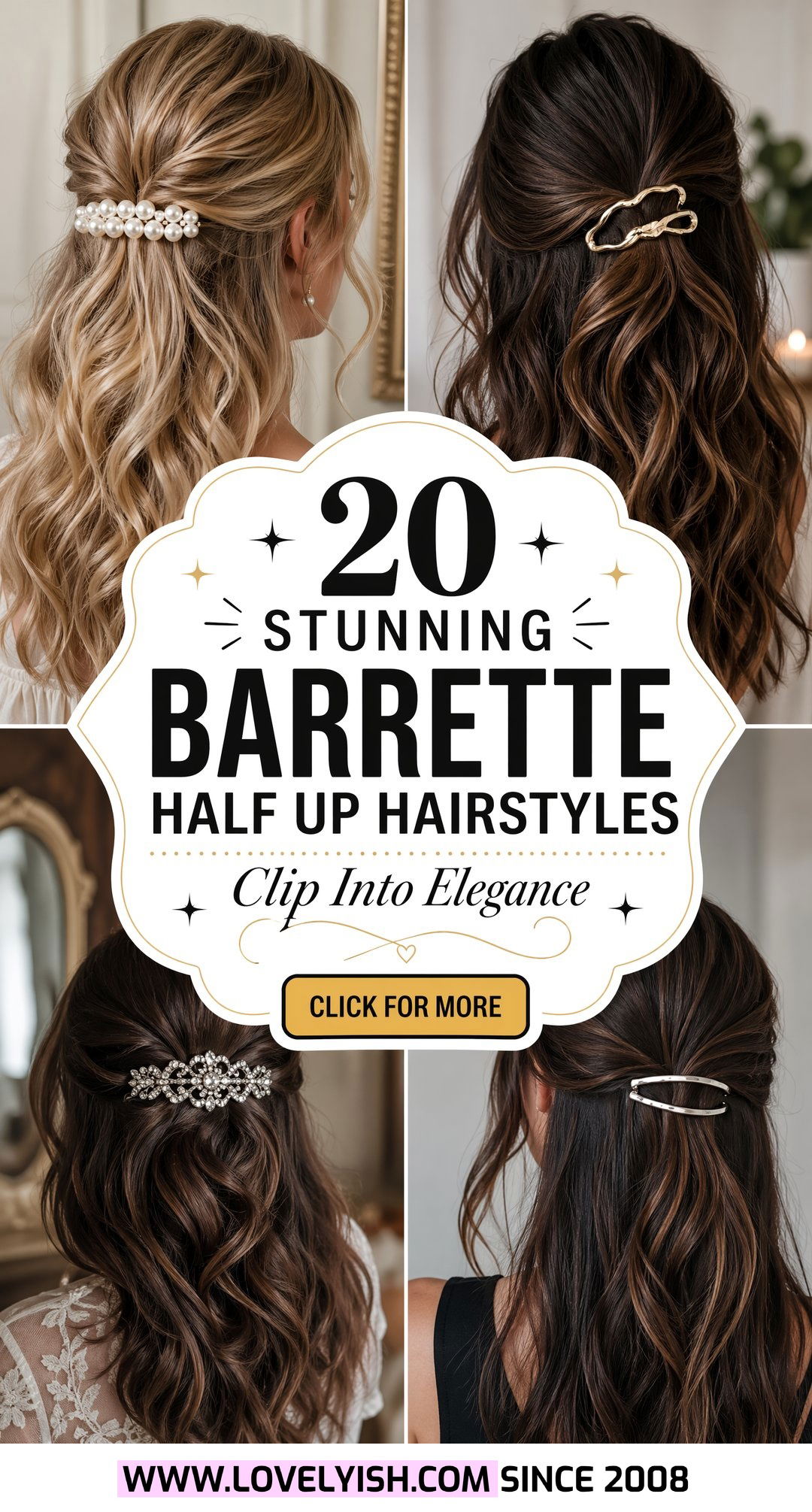 20 Stunning Barrette Half Up Hairstyle Ideas for Every Event - 20 Stunning Barrette Half Up Hairstyle Ideas for Every Event