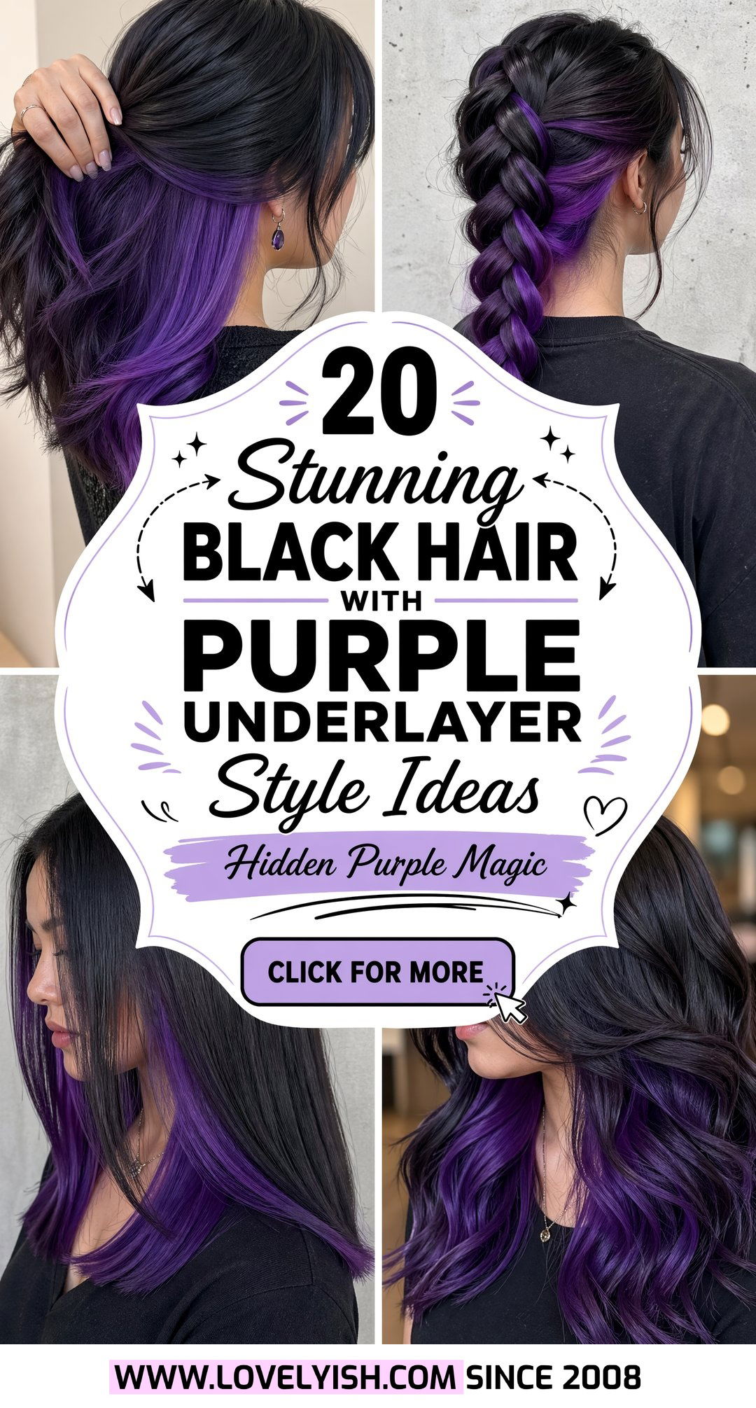 20 Stunning Black Hair With Purple Underlayer Style Ideas - 20 Stunning Black Hair With Purple Underlayer Style Ideas