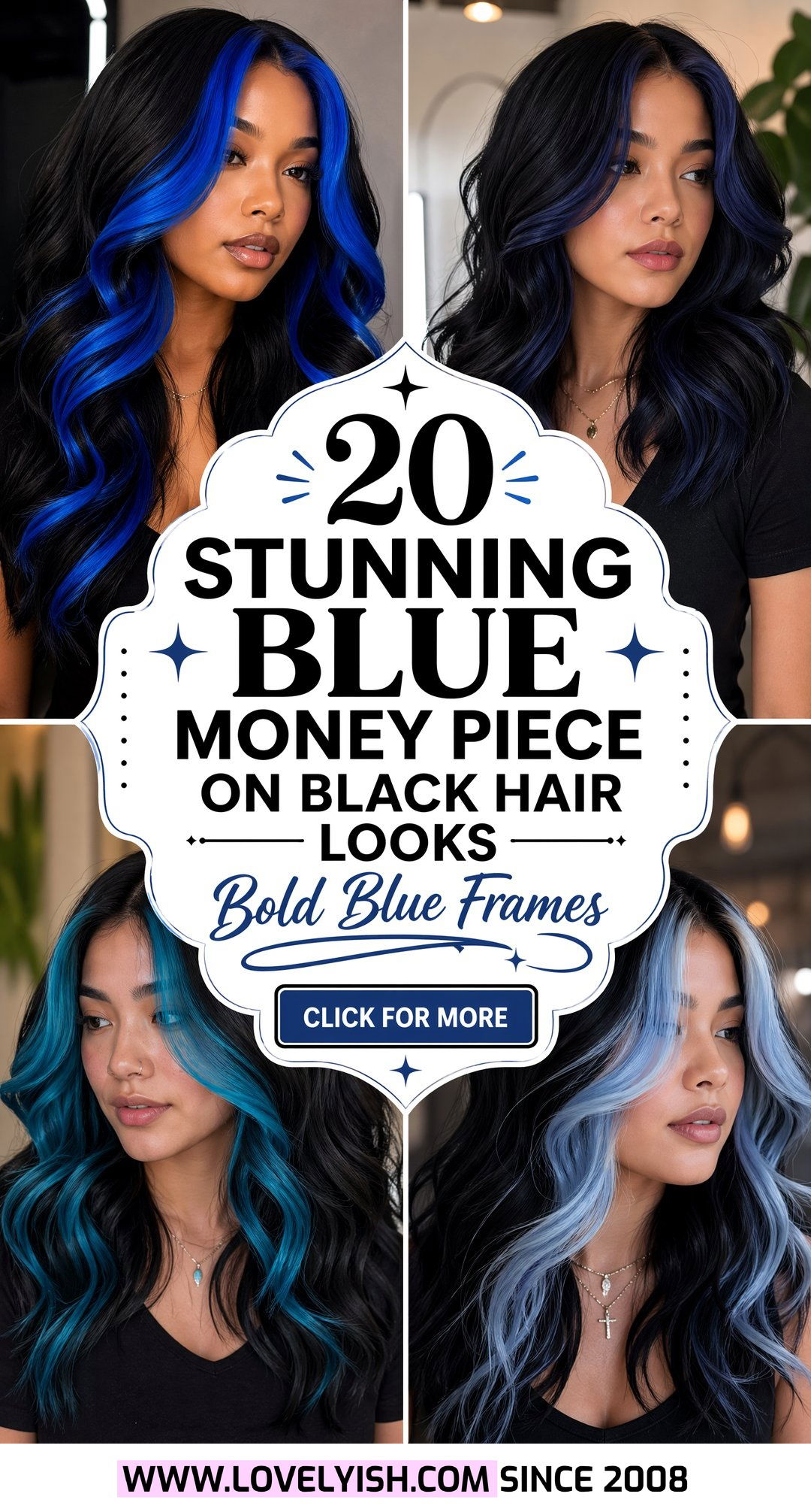 20 Stunning Blue Money Piece On Black Hair Looks To Try Now - 20 Stunning Blue Money Piece On Black Hair Looks To Try Now