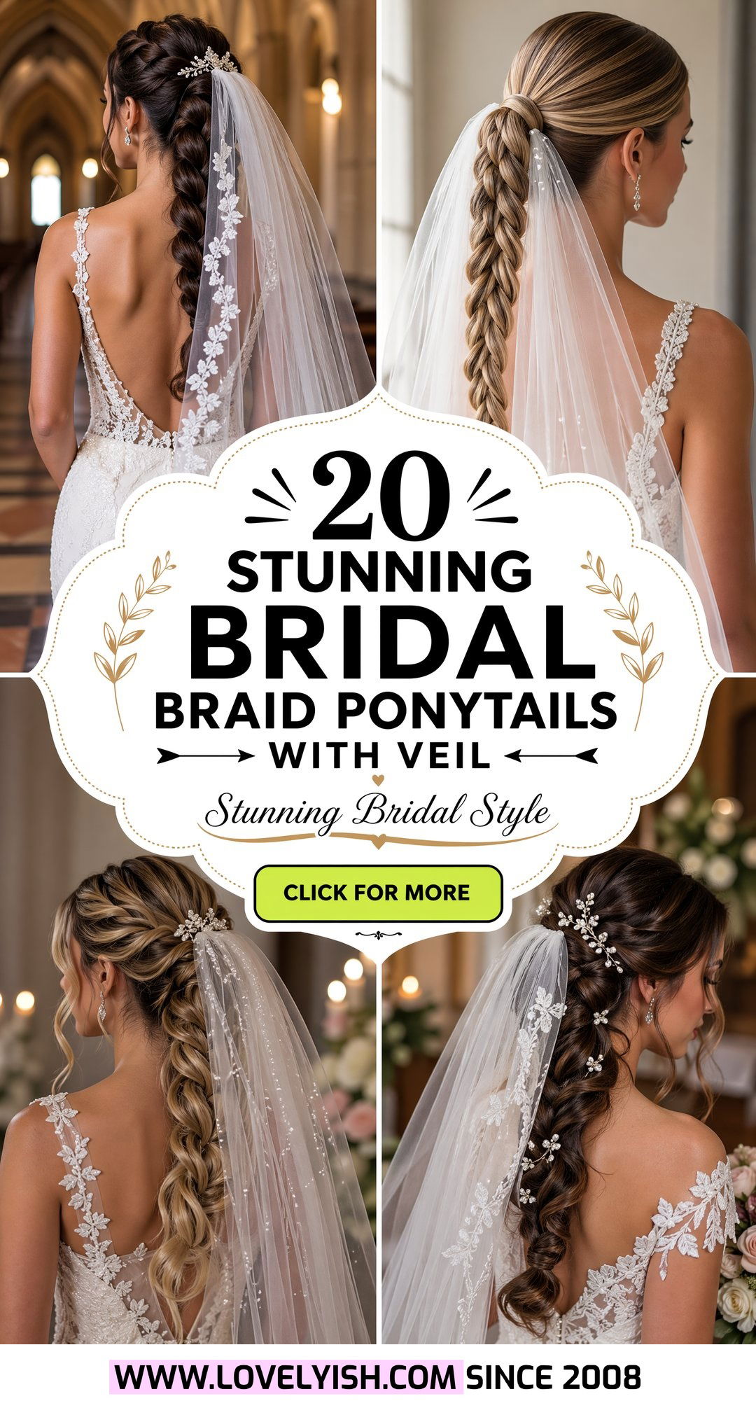 20 Stunning Bridal Braid Ponytail With Veil Ideas For Brides - 20 Stunning Bridal Braid Ponytail With Veil Ideas For Brides