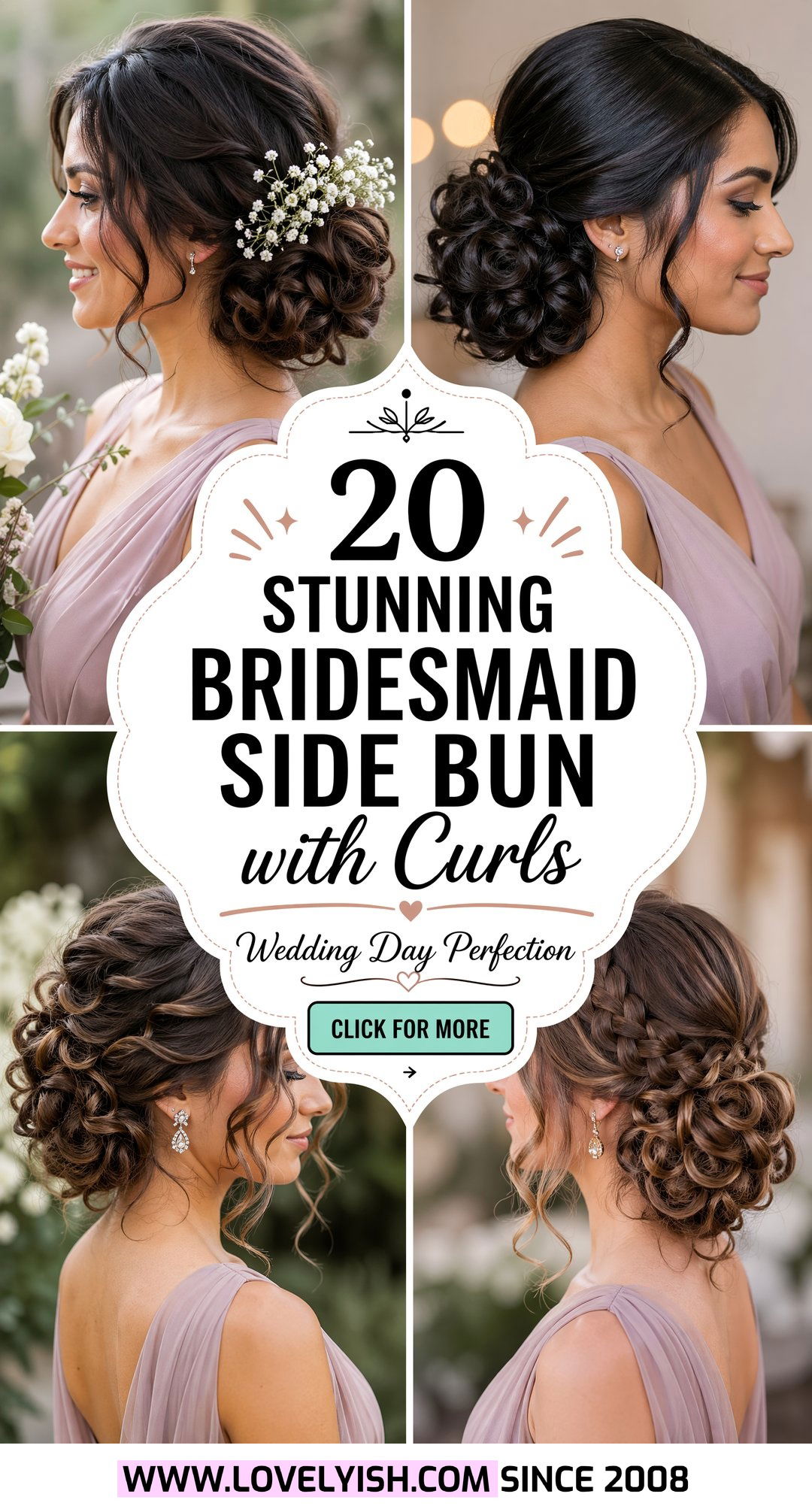 20 Stunning Bridesmaid Side Bun with Curls for Wedding Day - 20 Stunning Bridesmaid Side Bun with Curls for Wedding Day