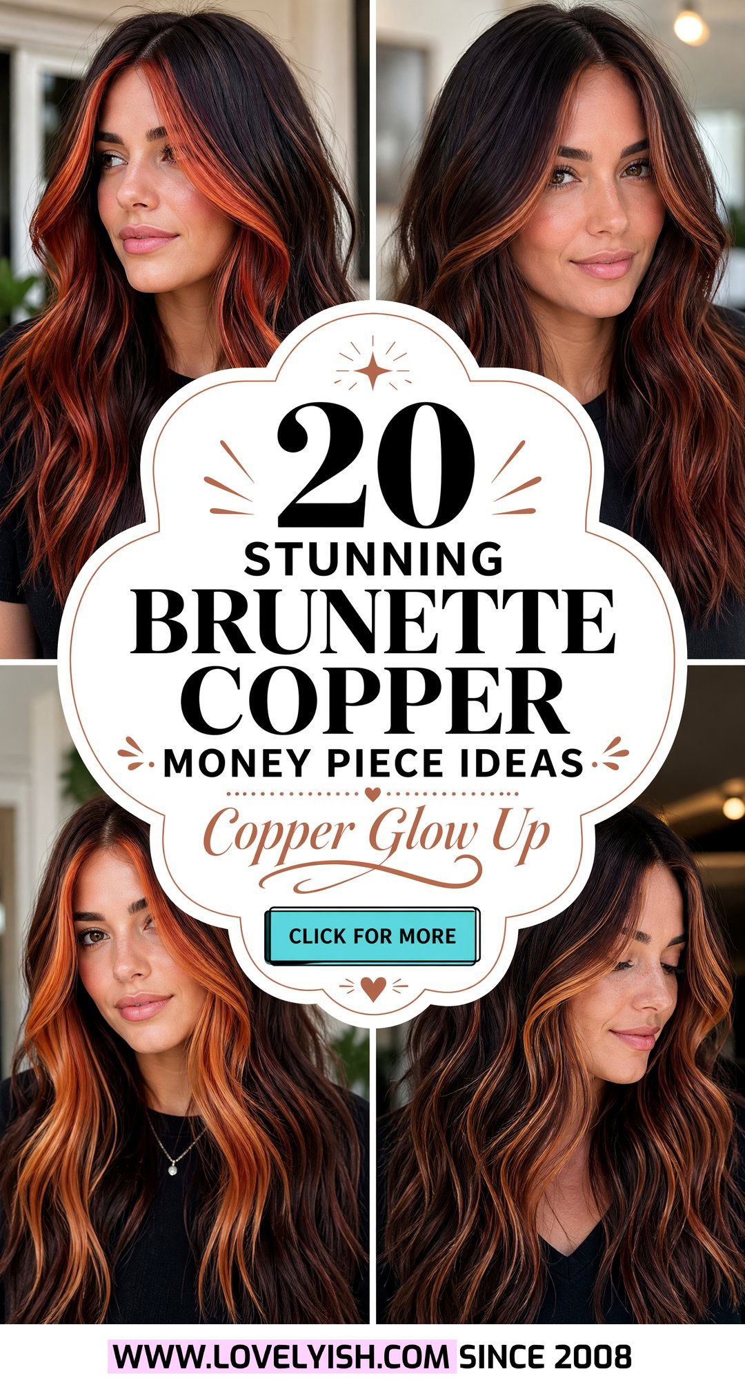 20 Stunning Brunette Hair With Copper Money Piece Looks - 20 Stunning Brunette Hair With Copper Money Piece Looks