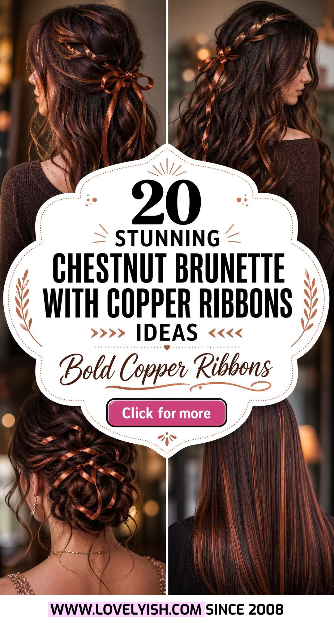 20 Stunning Chestnut Brunette with Copper Ribbons Ideas - 20 Stunning Chestnut Brunette with Copper Ribbons Ideas