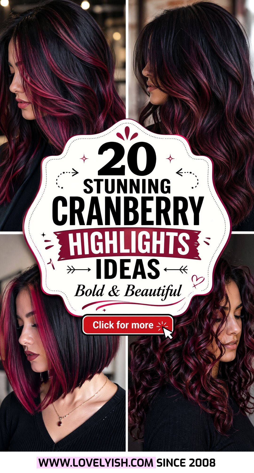 20 Stunning Cranberry Highlights on Black Hair Ideas to Try - 20 Stunning Cranberry Highlights on Black Hair Ideas to Try