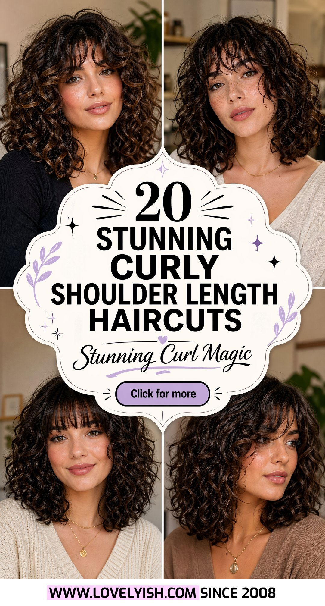 20 Stunning Curly Shoulder Length Haircut With Bangs Ideas - 20 Stunning Curly Shoulder Length Haircut With Bangs Ideas