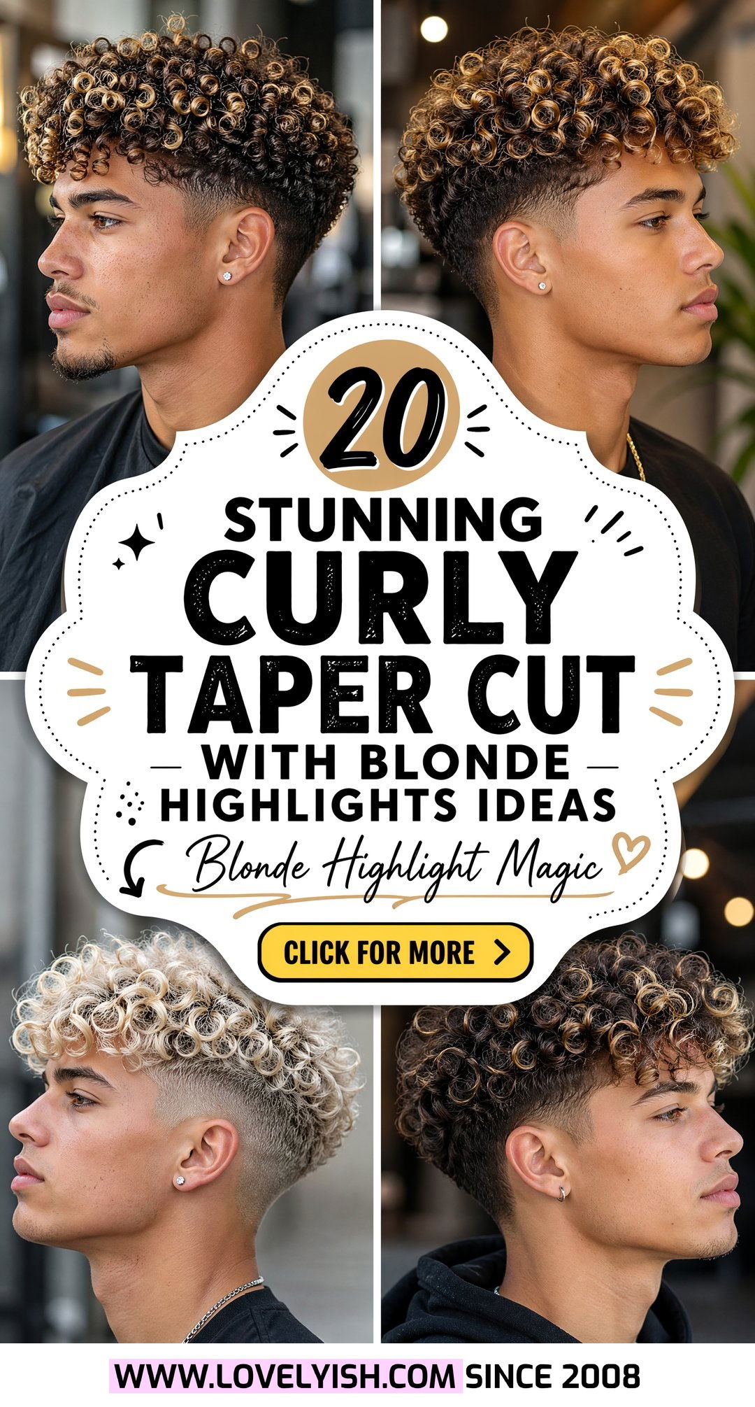 20 Stunning Curly Taper Cut With Blonde Highlights Ideas - 20 Stunning Curly Taper Cut With Blonde Highlights Ideas