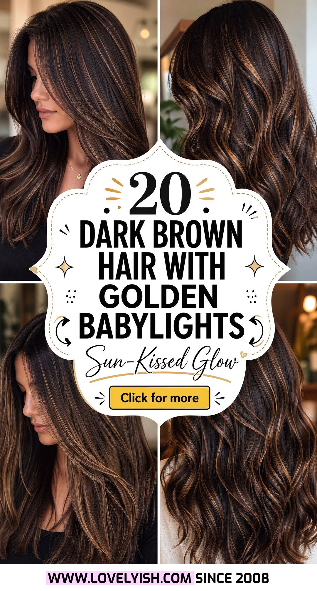 20 Stunning Dark Brown Hair With Golden Babylights to Love - 20 Stunning Dark Brown Hair With Golden Babylights to Love