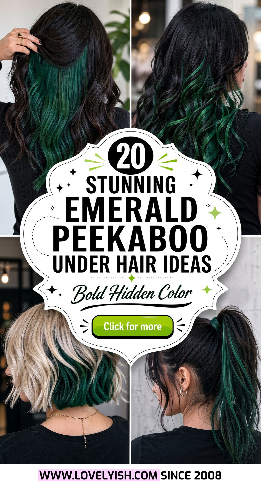 20 Stunning Emerald Peekaboo Under Hair Ideas You Need to Try - 20 Stunning Emerald Peekaboo Under Hair Ideas You Need to Try