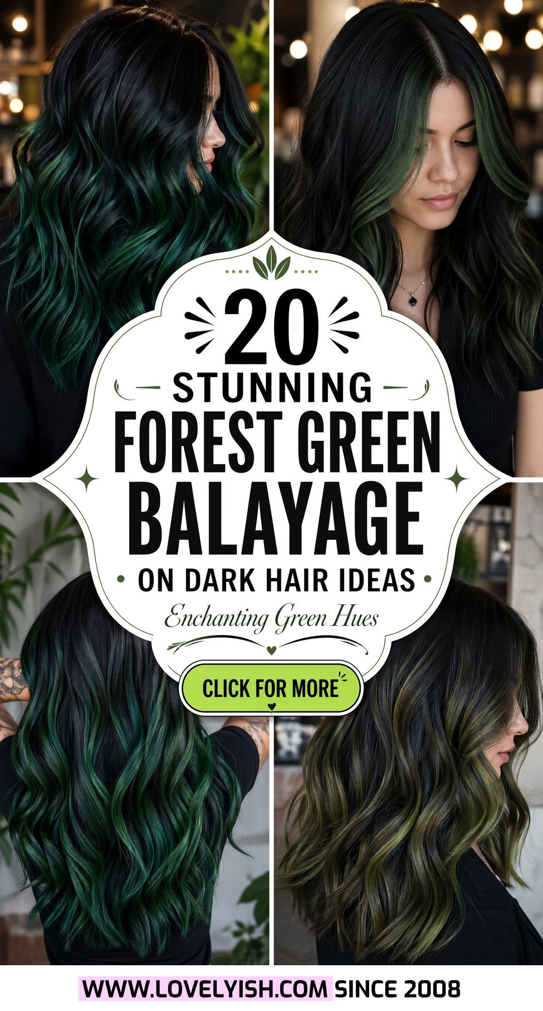 20 Stunning Forest Green Balayage On Dark Hair Ideas for You - 20 Stunning Forest Green Balayage On Dark Hair Ideas for You