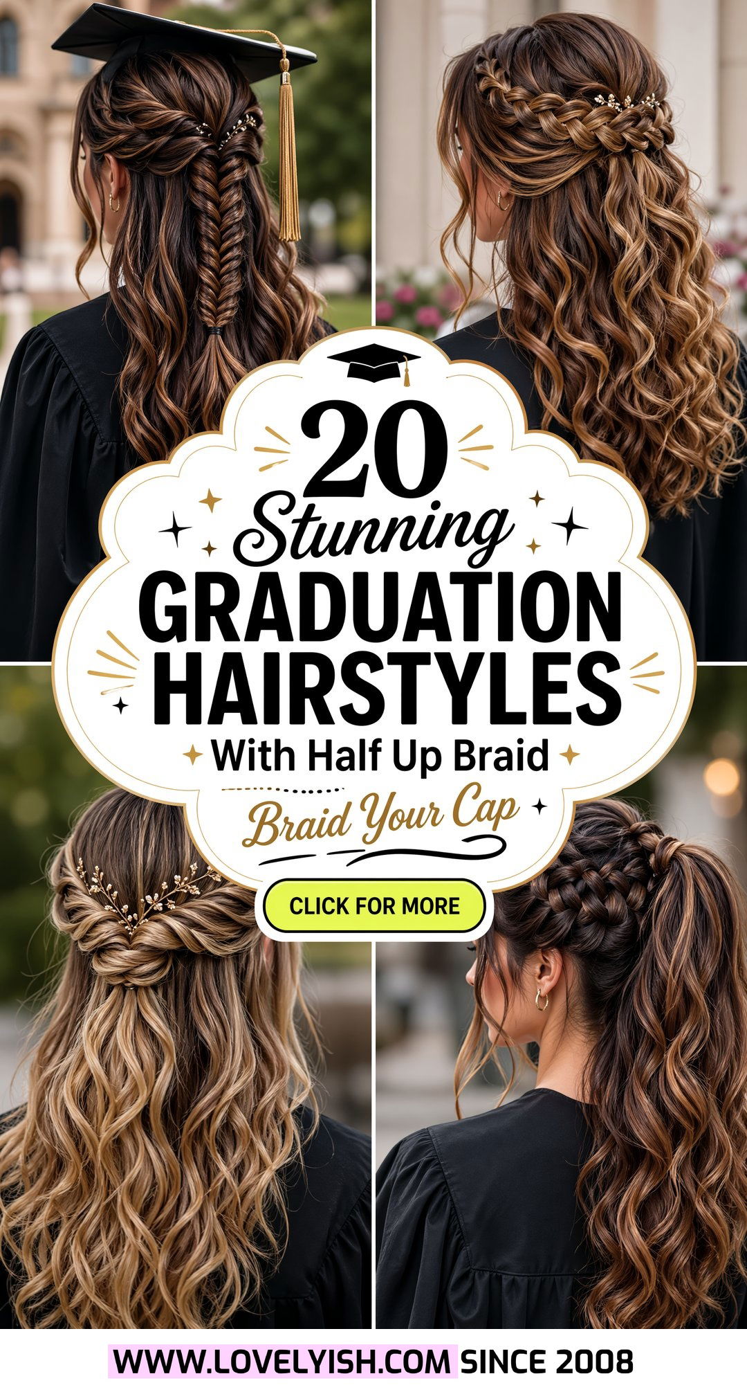 20 Stunning Graduation Hairstyle With Half Up Braid Ideas - 20 Stunning Graduation Hairstyle With Half Up Braid Ideas