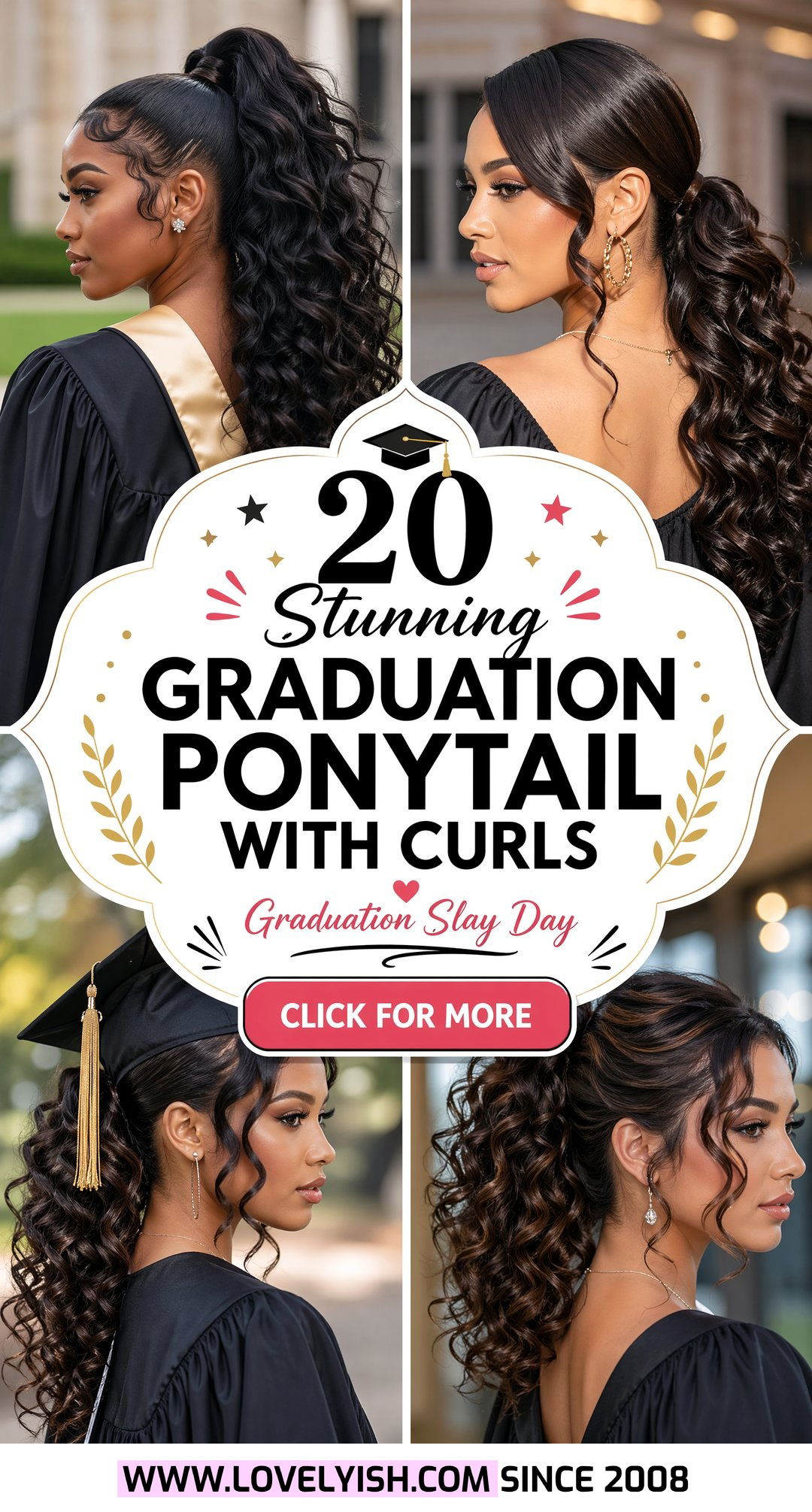 20 Stunning Graduation Ponytail With Curls For Your Big Day - 20 Stunning Graduation Ponytail With Curls For Your Big Day