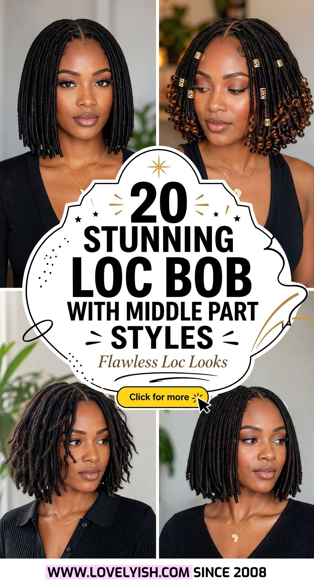 20 Stunning Loc Bob With Middle Part Styles To Try Now - 20 Stunning Loc Bob With Middle Part Styles To Try Now