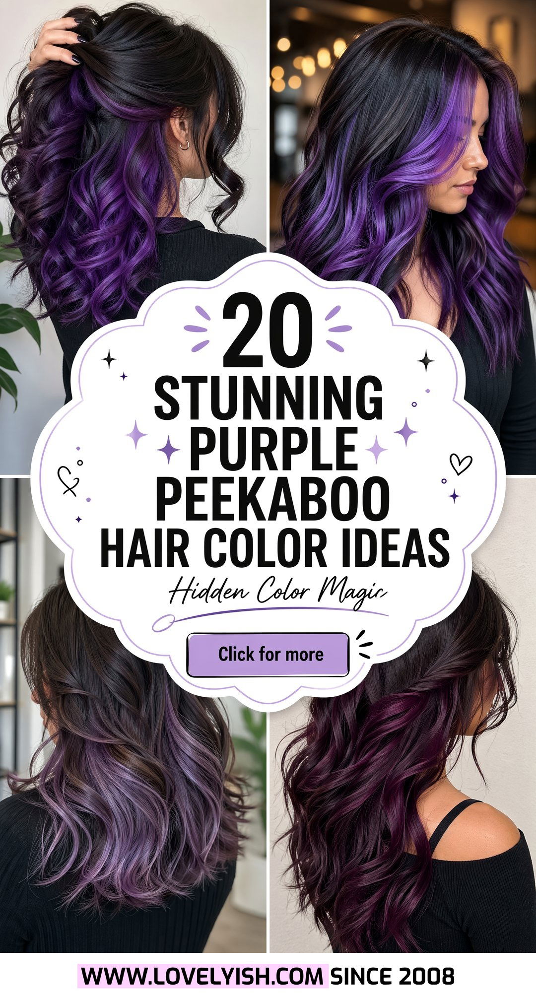 20 Stunning Purple Peekaboo Hair Color Ideas to Try Now - 20 Stunning Purple Peekaboo Hair Color Ideas to Try Now