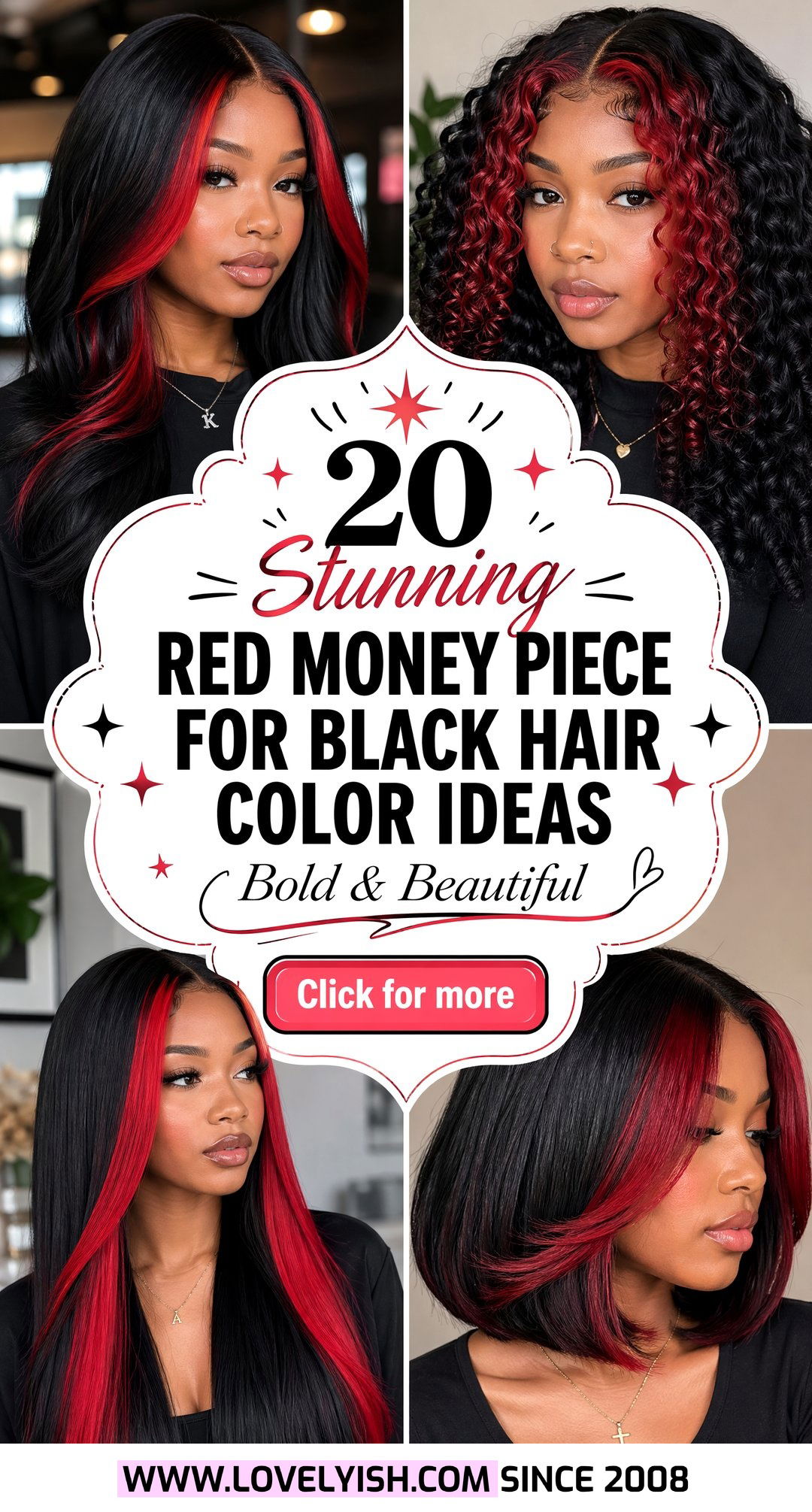 20 Stunning Red Money Piece For Black Hair Color Ideas - 20 Stunning Red Money Piece For Black Hair Color Ideas