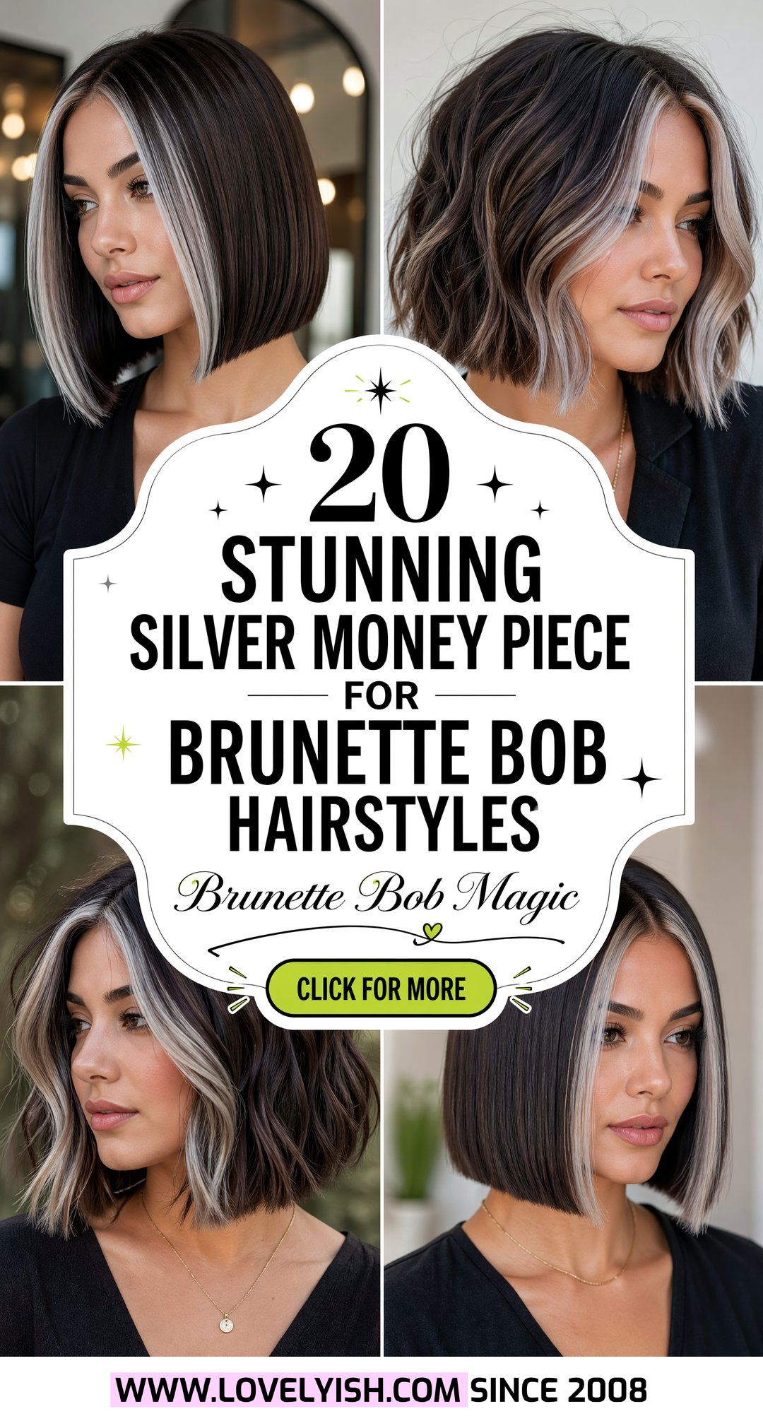 20 Stunning Silver Money Piece For Brunette Bob Hairstyles - 20 Stunning Silver Money Piece For Brunette Bob Hairstyles