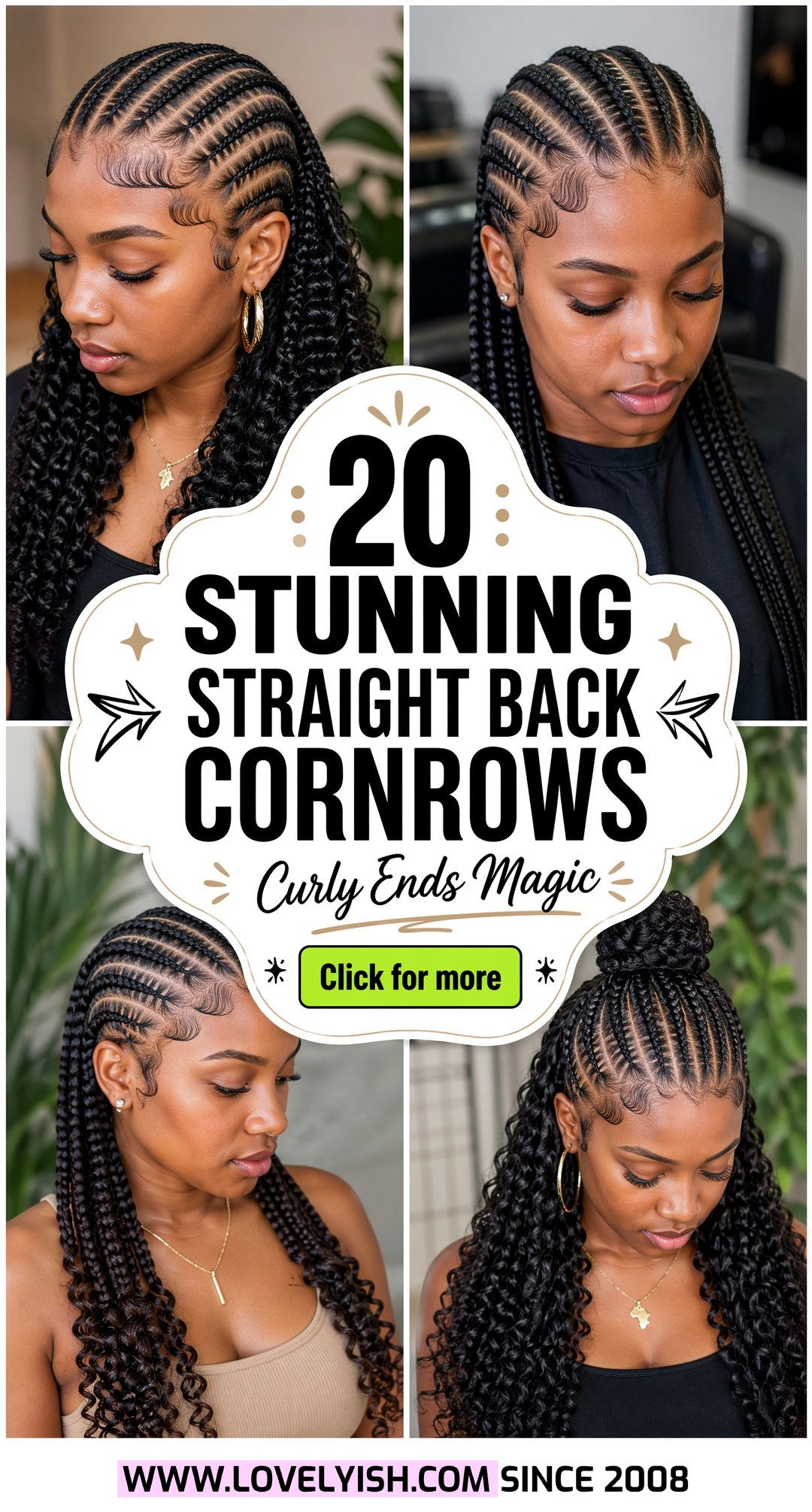 20 Stunning Straight Back Cornrows With Curly Ends to Try - 20 Stunning Straight Back Cornrows With Curly Ends to Try