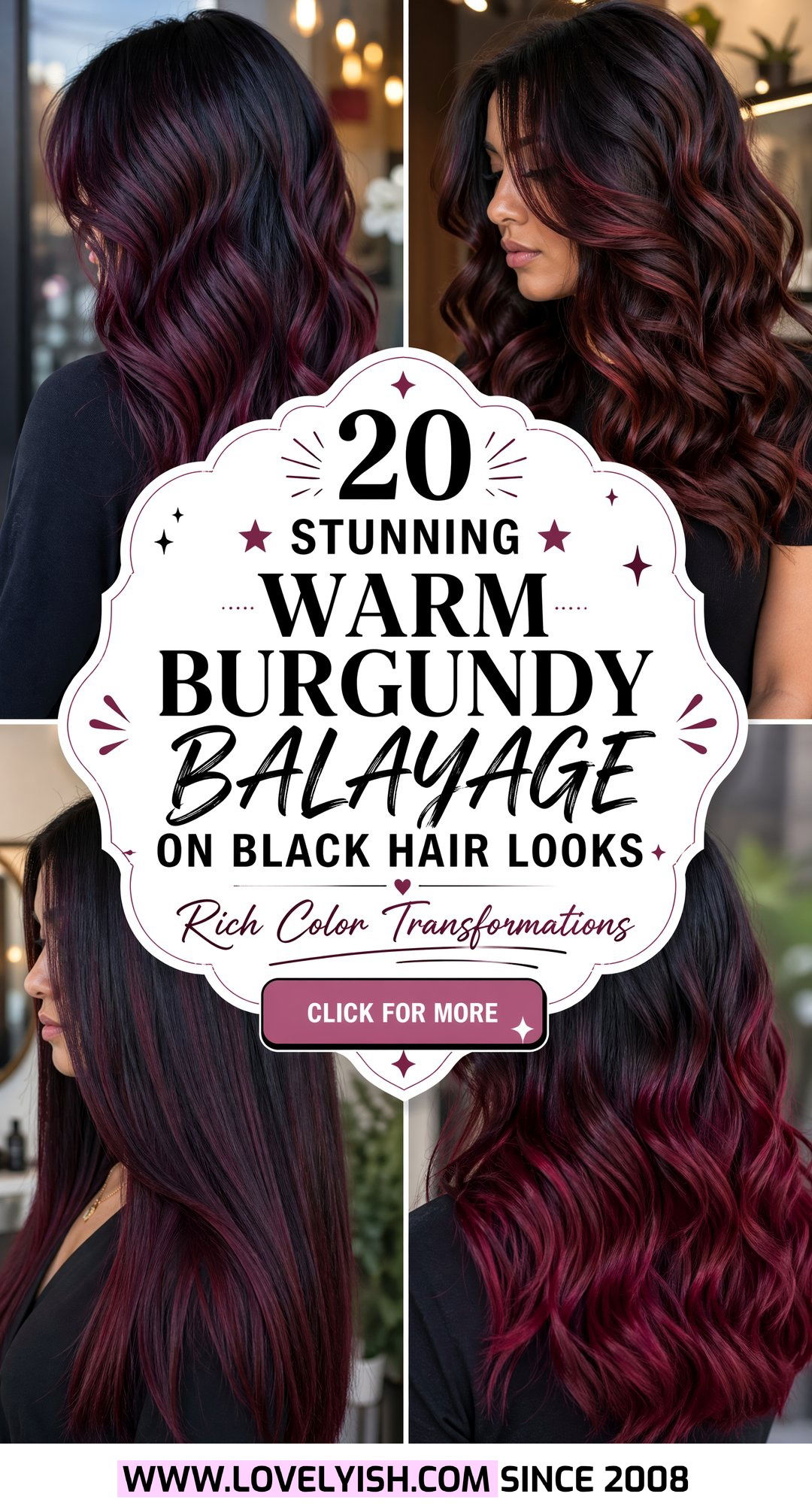 20 Stunning Warm Burgundy Balayage on Black Hair Looks - 20 Stunning Warm Burgundy Balayage on Black Hair Looks