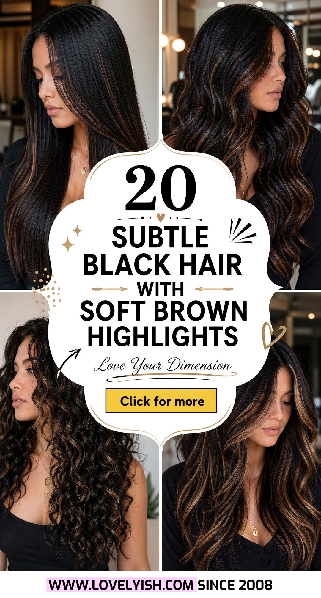 20 Subtle Black Hair With Soft Brown Highlights To Love - 20 Subtle Black Hair With Soft Brown Highlights To Love