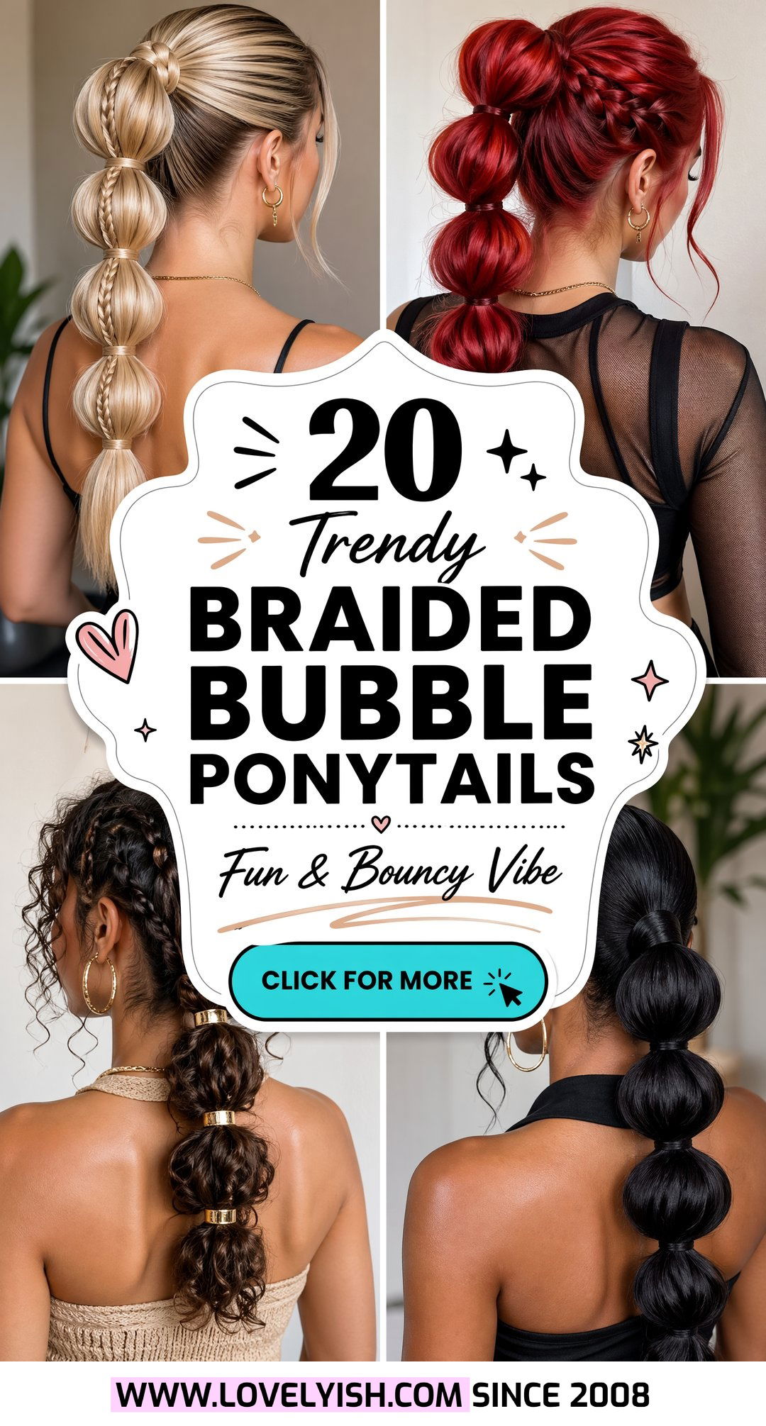 20 Trendy Braided Bubble Ponytail Ideas for a Fun New Look - 20 Trendy Braided Bubble Ponytail Ideas for a Fun New Look