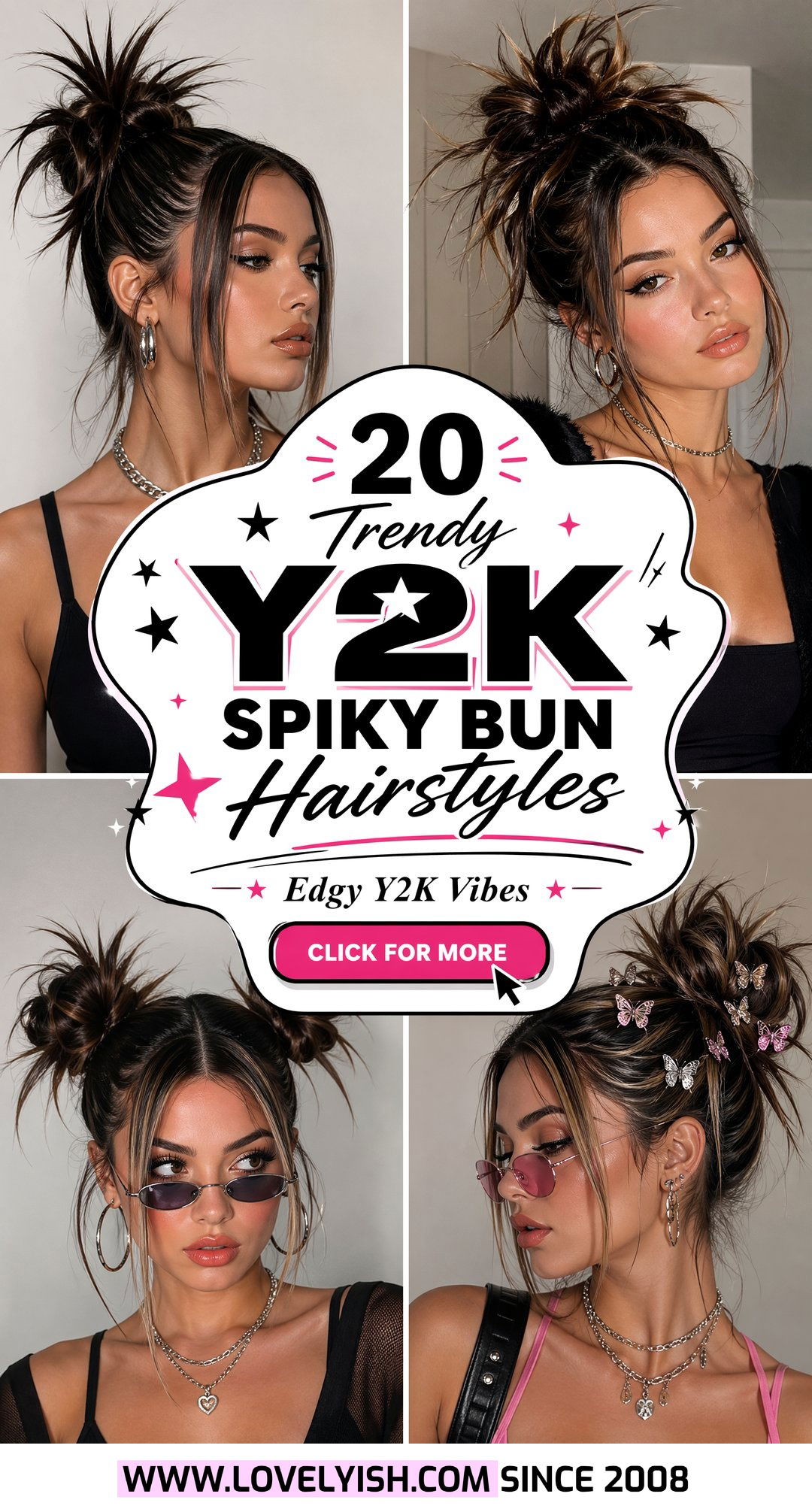 20 Trendy Y2K Spiky Bun Hairstyle Ideas for an Edgy Vibe - 20 Trendy Y2K Spiky Bun Hairstyle Ideas for an Edgy Vibe