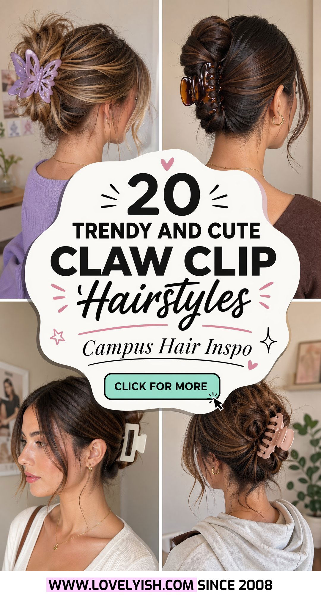 20 Trendy and Cute Claw Clip Hairstyle Ideas for College Girls - 20 Trendy and Cute Claw Clip Hairstyle Ideas for College Girls