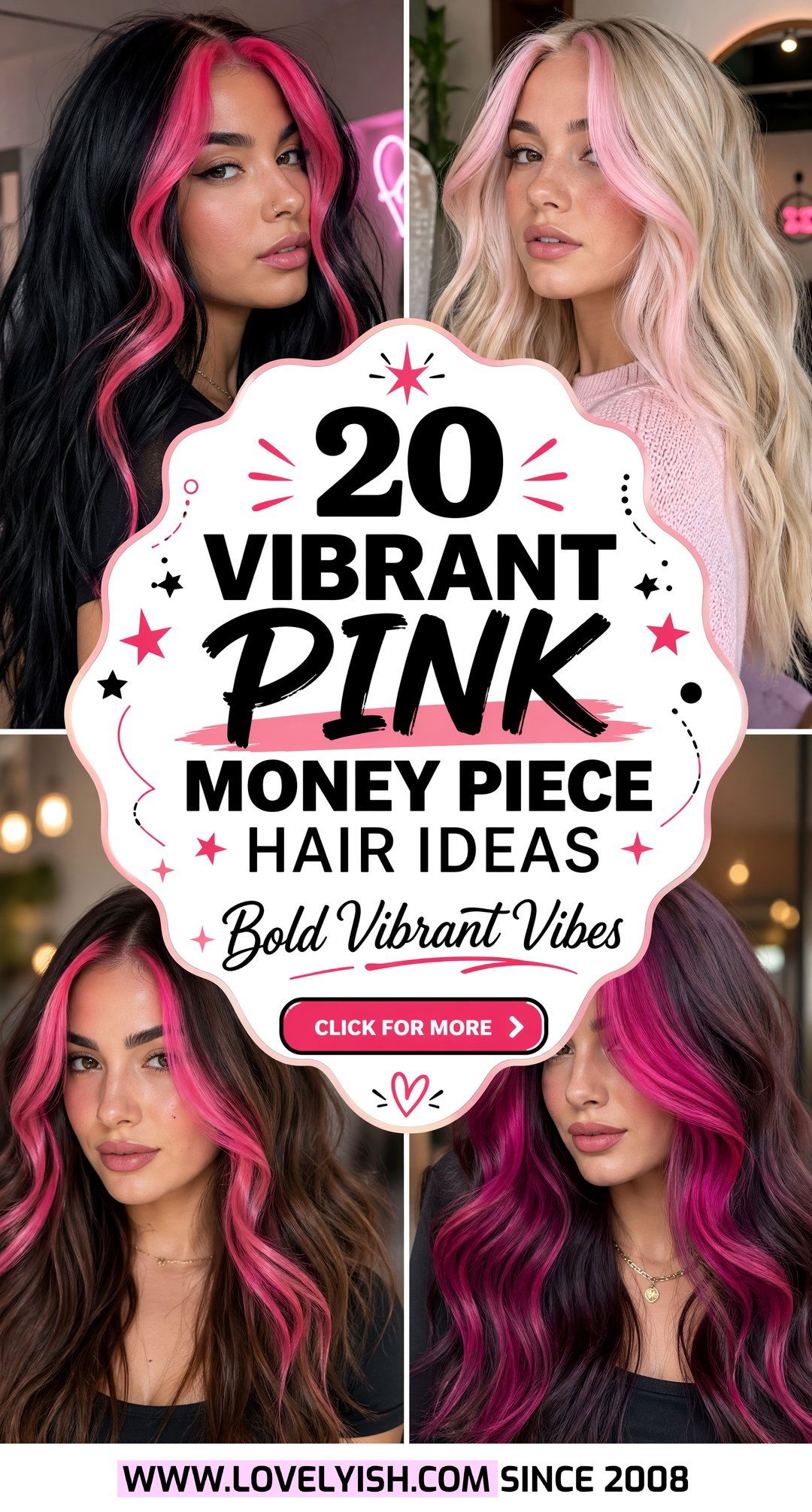 20 Vibrant Pink Money Piece Hair Ideas for a Bold Look - 20 Vibrant Pink Money Piece Hair Ideas for a Bold Look