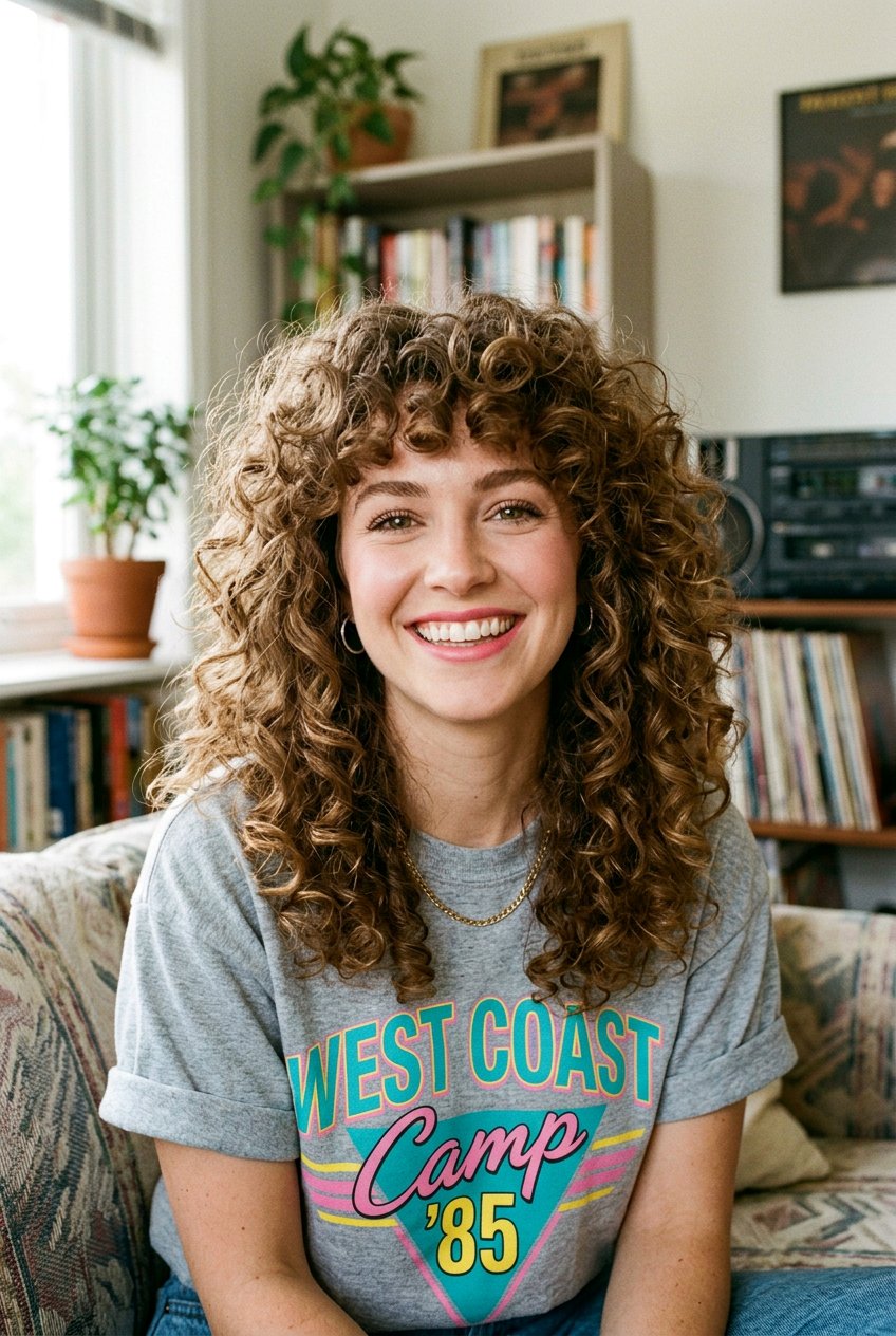 80s Curly Bangs With Full Volume - 20 80s voluminous curls hairstyle - 20 80s voluminous curls hairstyle
