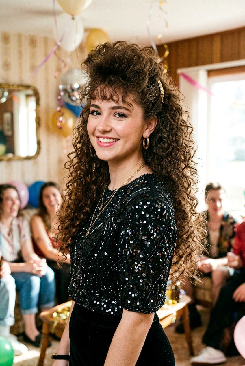 80s Curly Half Up Hairstyle - 20 80s voluminous curls hairstyle - 20 80s voluminous curls hairstyle