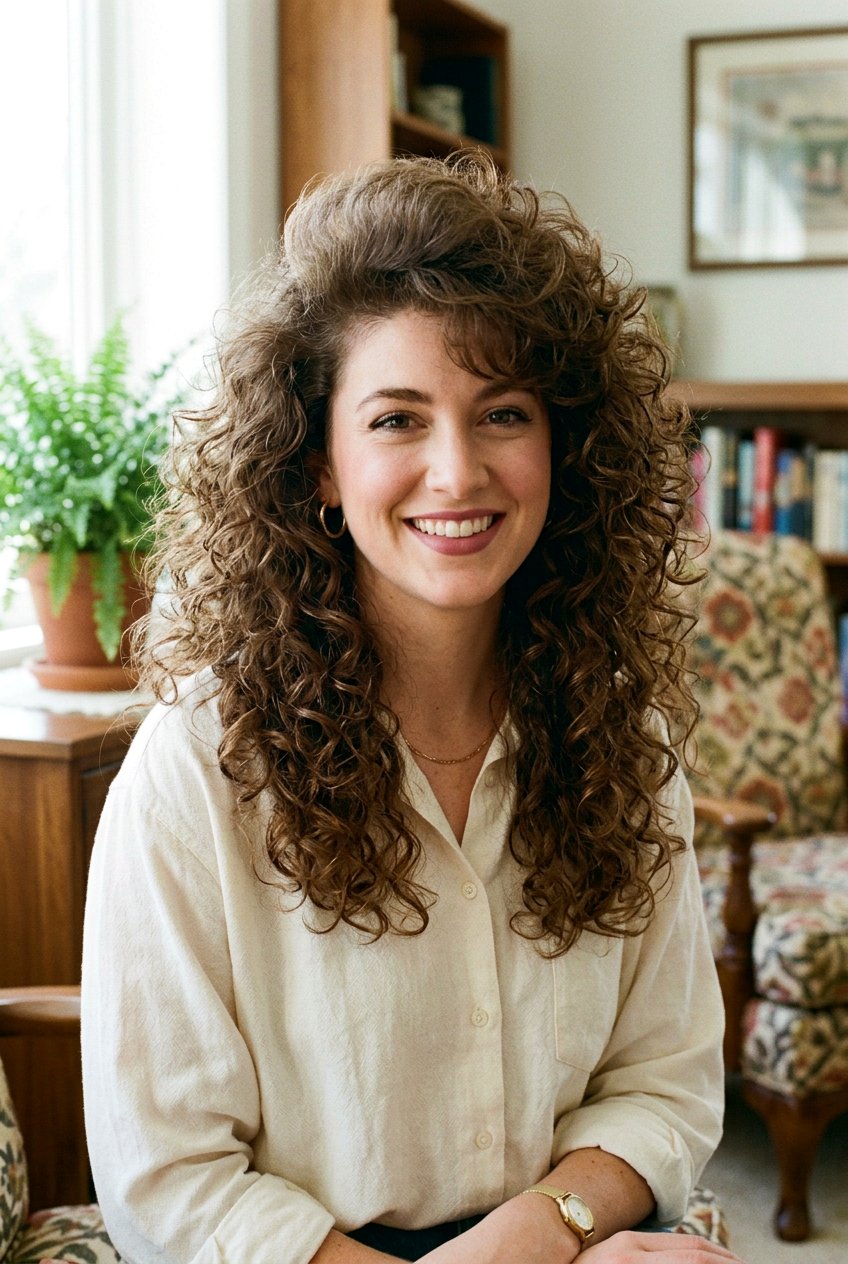 80s Curly Layered Hair With Volume - 20 80s voluminous curls hairstyle - 20 80s voluminous curls hairstyle