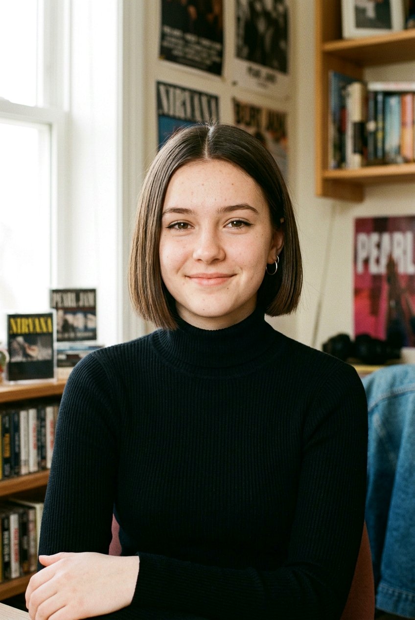 90s Cropped Bob - 20 first day of school hairstyle for teens - 20 first day of school hairstyle for teens