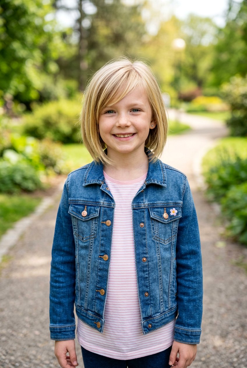 A Line Bob With Side Swept Bangs - 20 little girls bob haircut with bangs - 20 little girls bob haircut with bangs