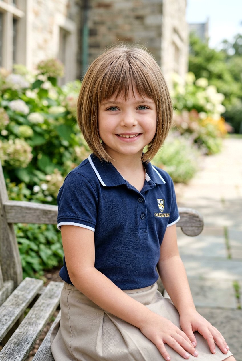 A Line Bob With Textured Bangs - 20 little girls haircut ideas with bangs - 20 little girls haircut ideas with bangs