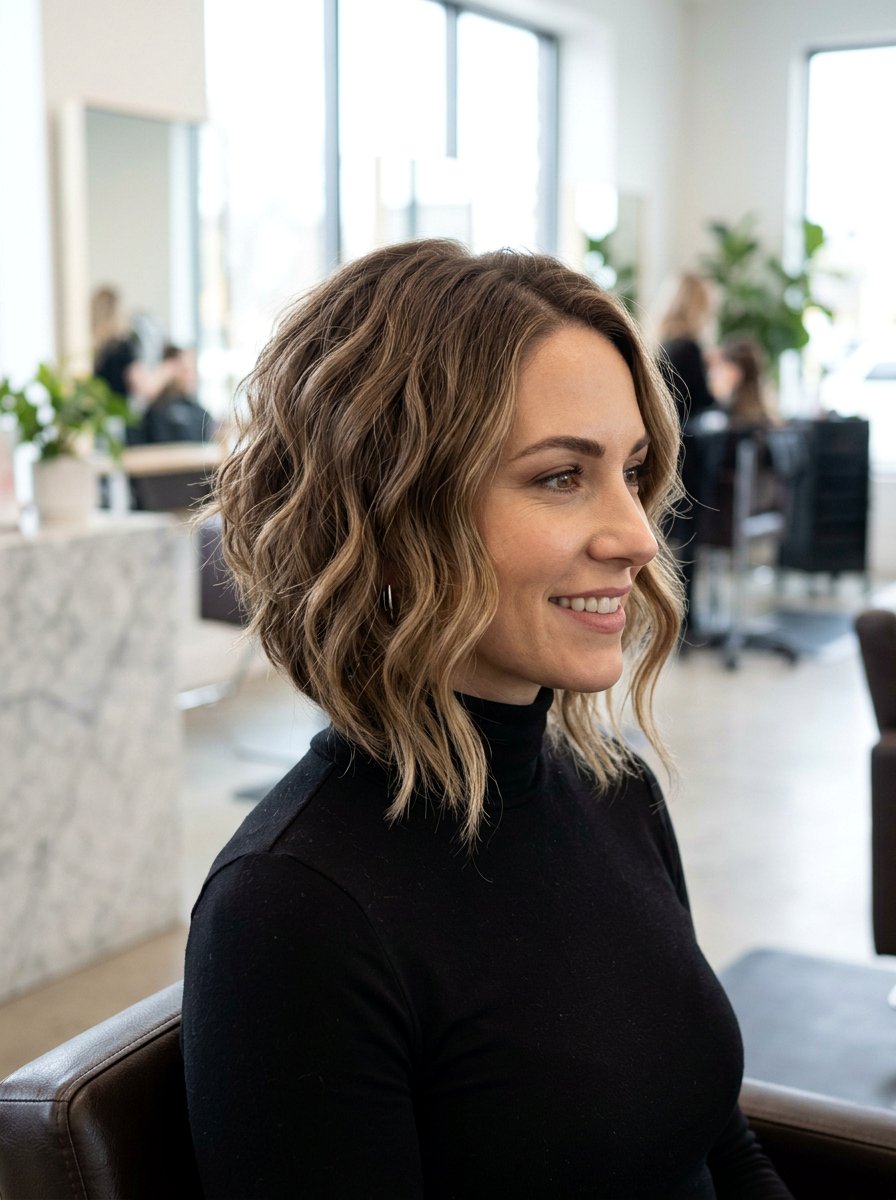 A Line Layered Bob For Wavy Hair - 20 wavy layered haircut for thick hair women - 20 wavy layered haircut for thick hair women