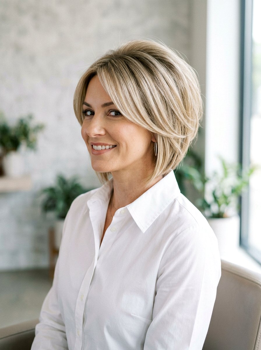 A Line Layered Bob With Volume At Crown - 20 layered bob with volume at crown - 20 layered bob with volume at crown