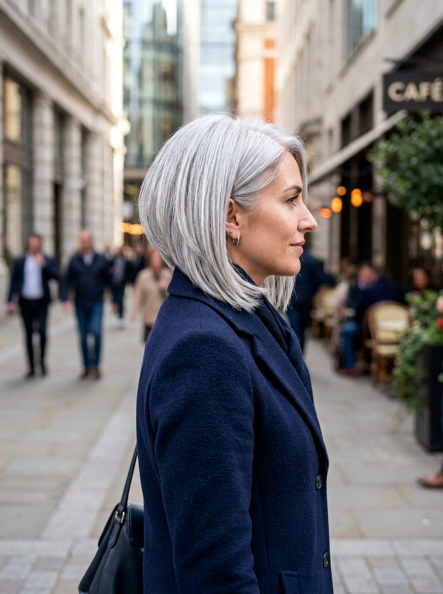 A Line Silver Bob - 20 polished gray bob hair color - 20 polished gray bob hair color